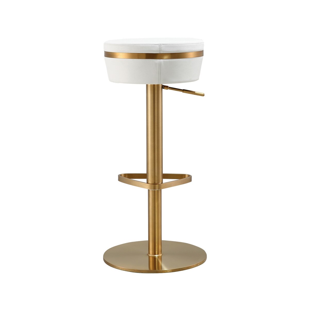 Astro White Performance Vegan Leather and Gold Adjustable Stool