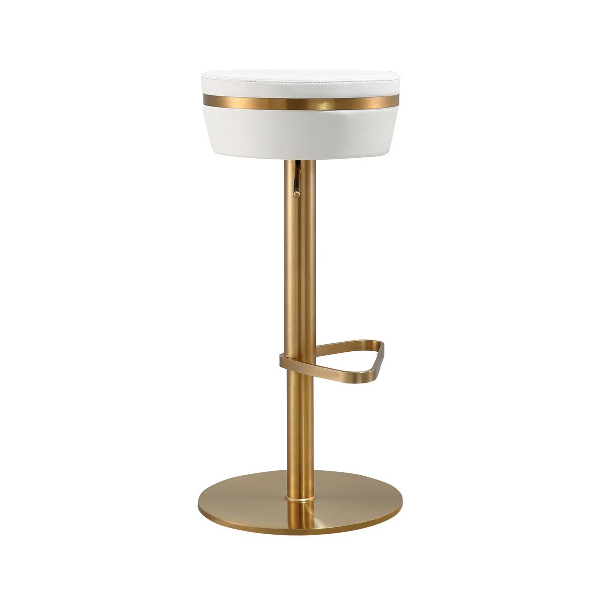 Astro White Performance Vegan Leather and Gold Adjustable Stool