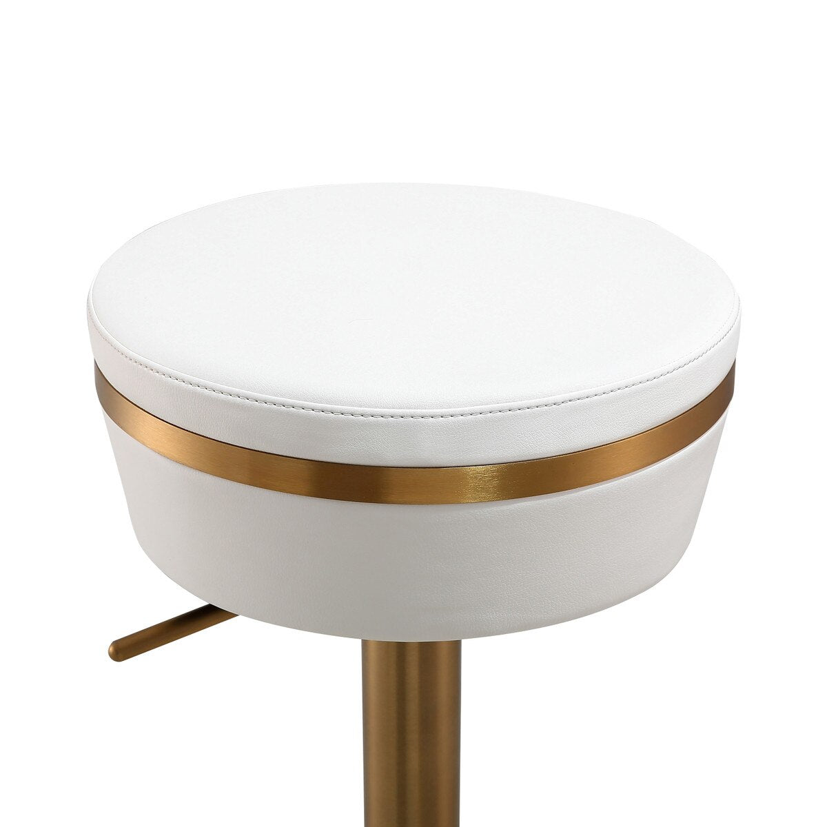 Astro White Performance Vegan Leather and Gold Adjustable Stool