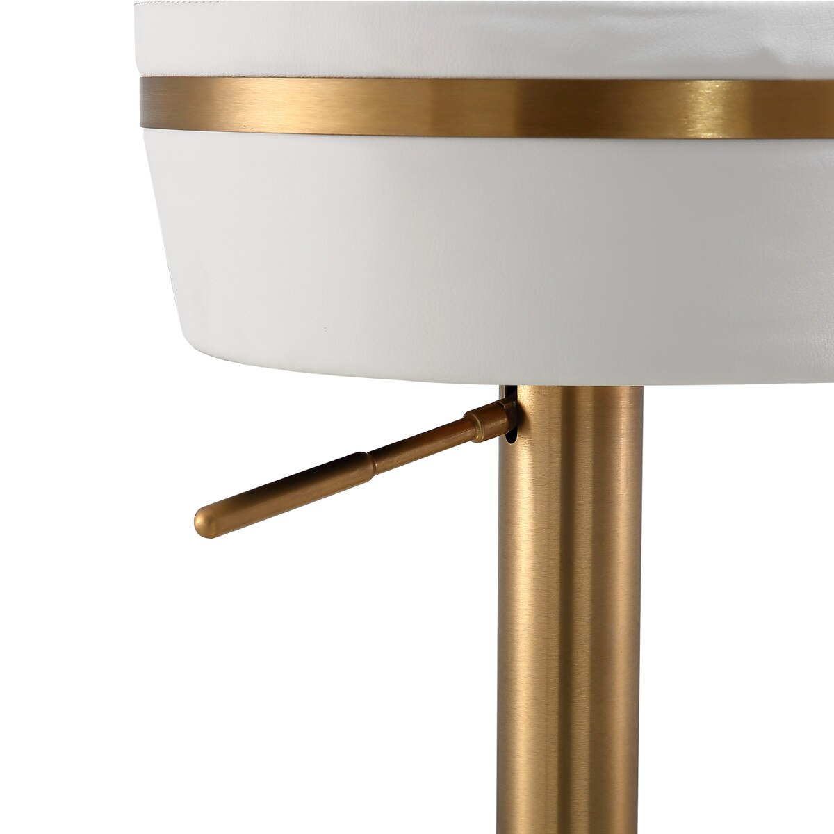 Astro White Performance Vegan Leather and Gold Adjustable Stool