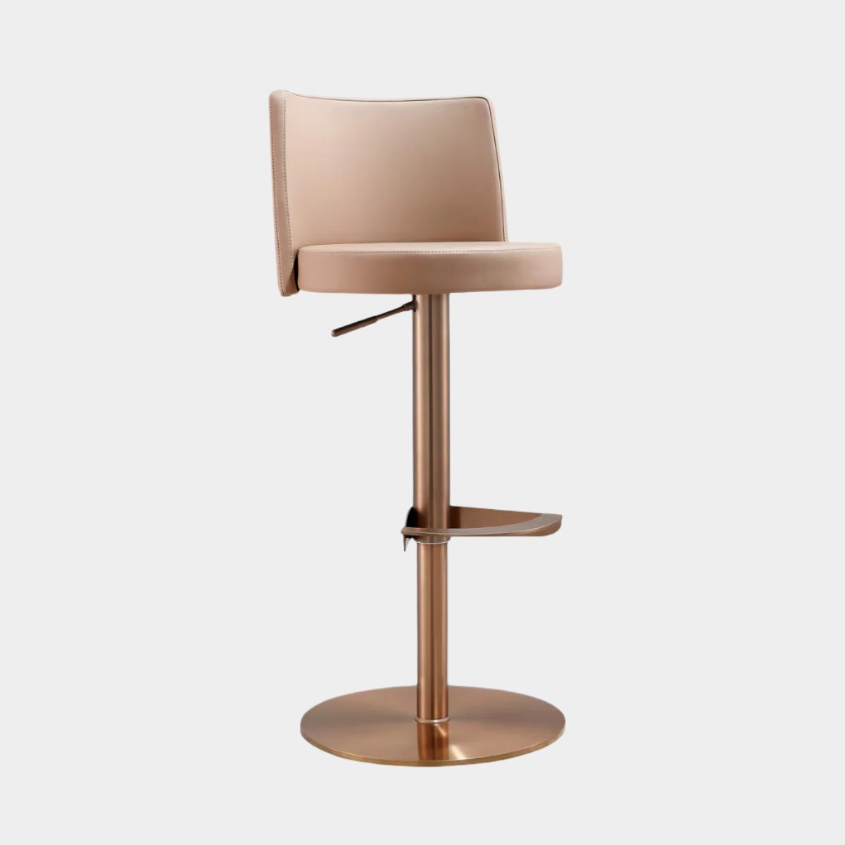 Loosha Cafe Au Lait Performance Vegan Leather and Rose Gold Adjustable Stool