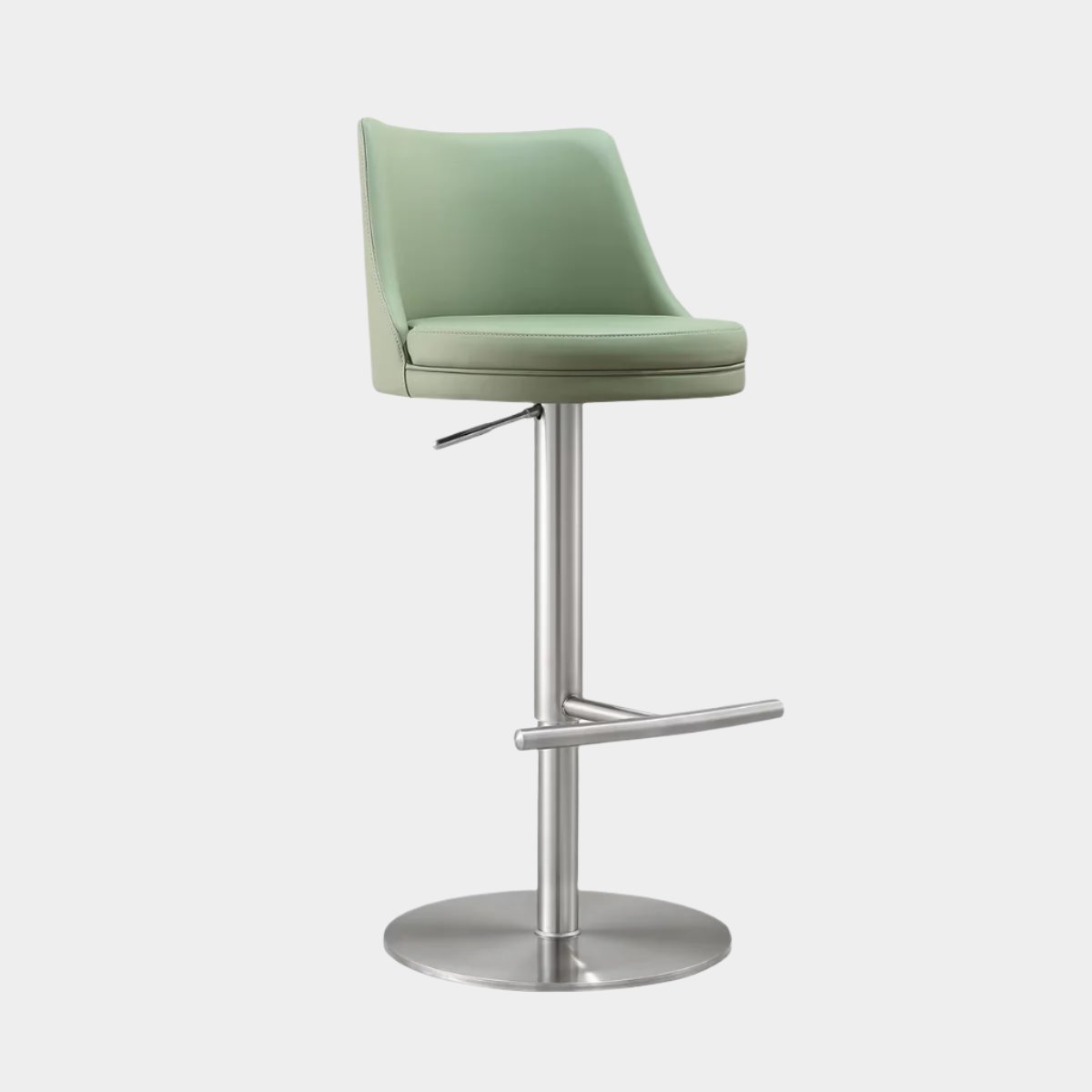 Reagan Sea Foam Green Performance Vegan Leather and Silver Adjustable Stool