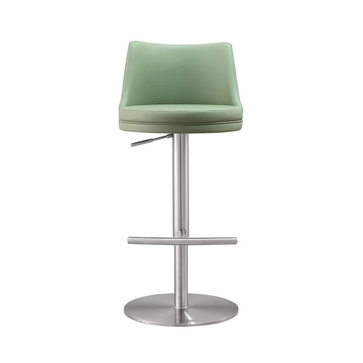 Reagan Sea Foam Green Performance Vegan Leather and Silver Adjustable Stool