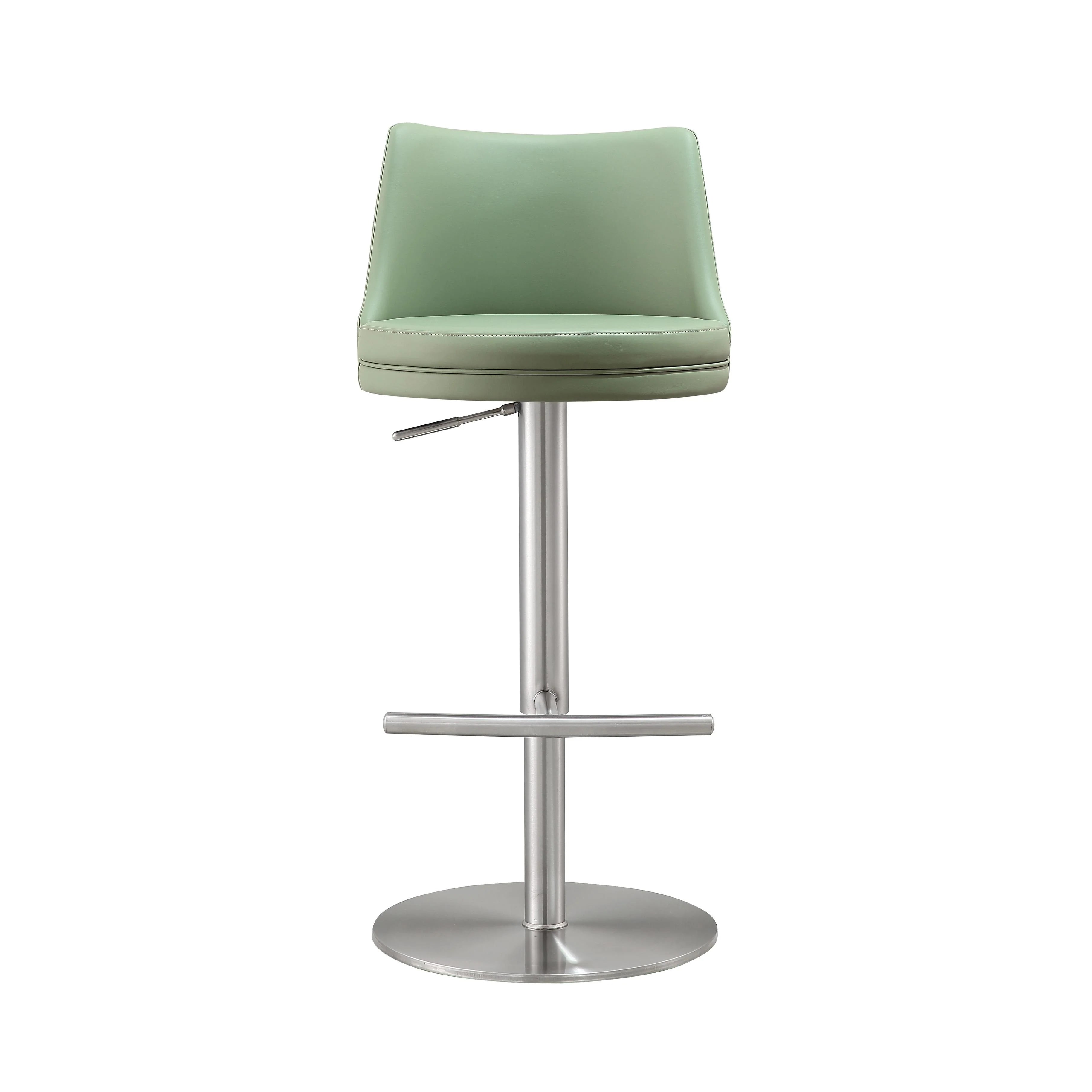 Tabouret réglable en cuir végétalien et argent Reagan Sea Foam Green Performance