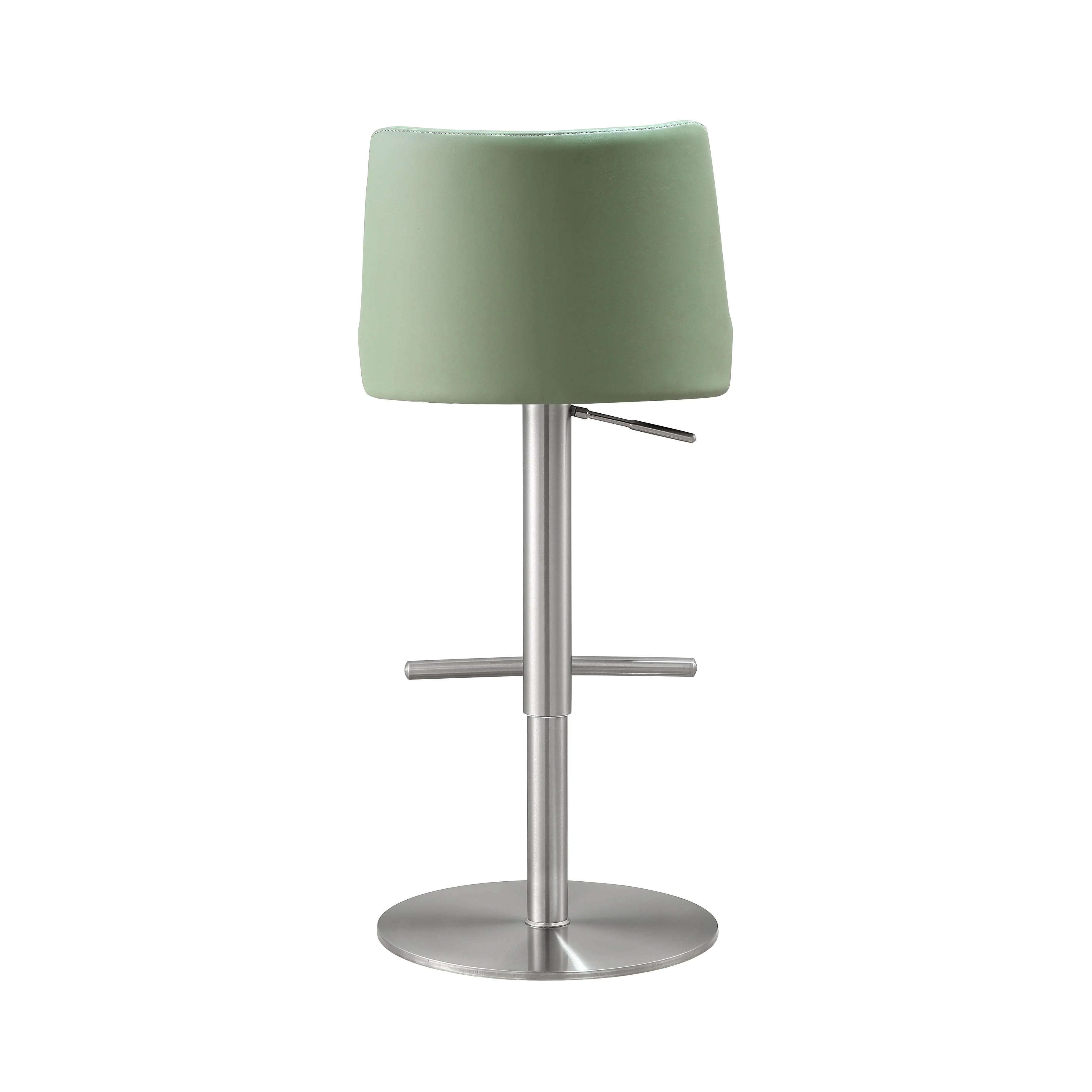Tabouret réglable en cuir végétalien et argent Reagan Sea Foam Green Performance