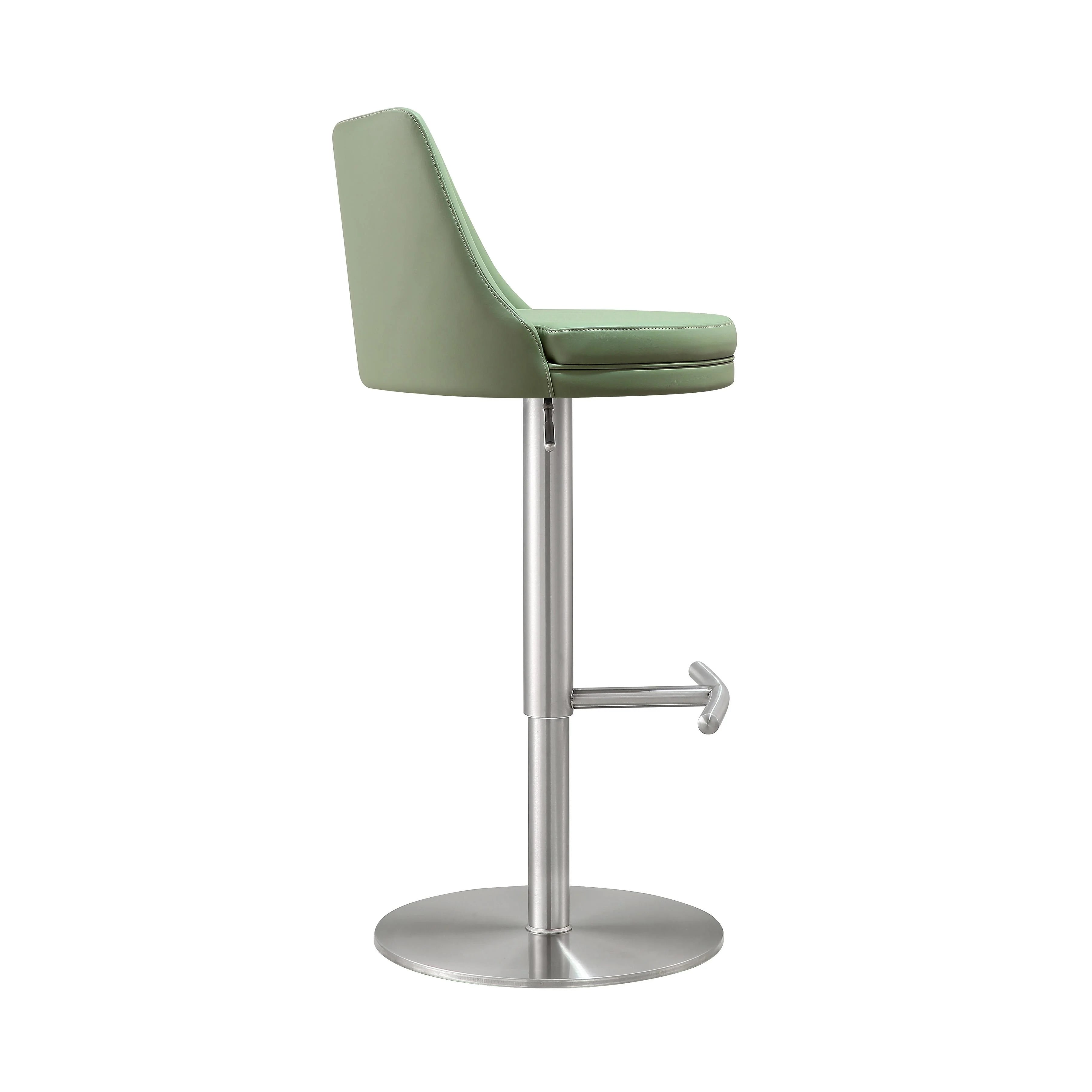 Tabouret réglable en cuir végétalien et argent Reagan Sea Foam Green Performance