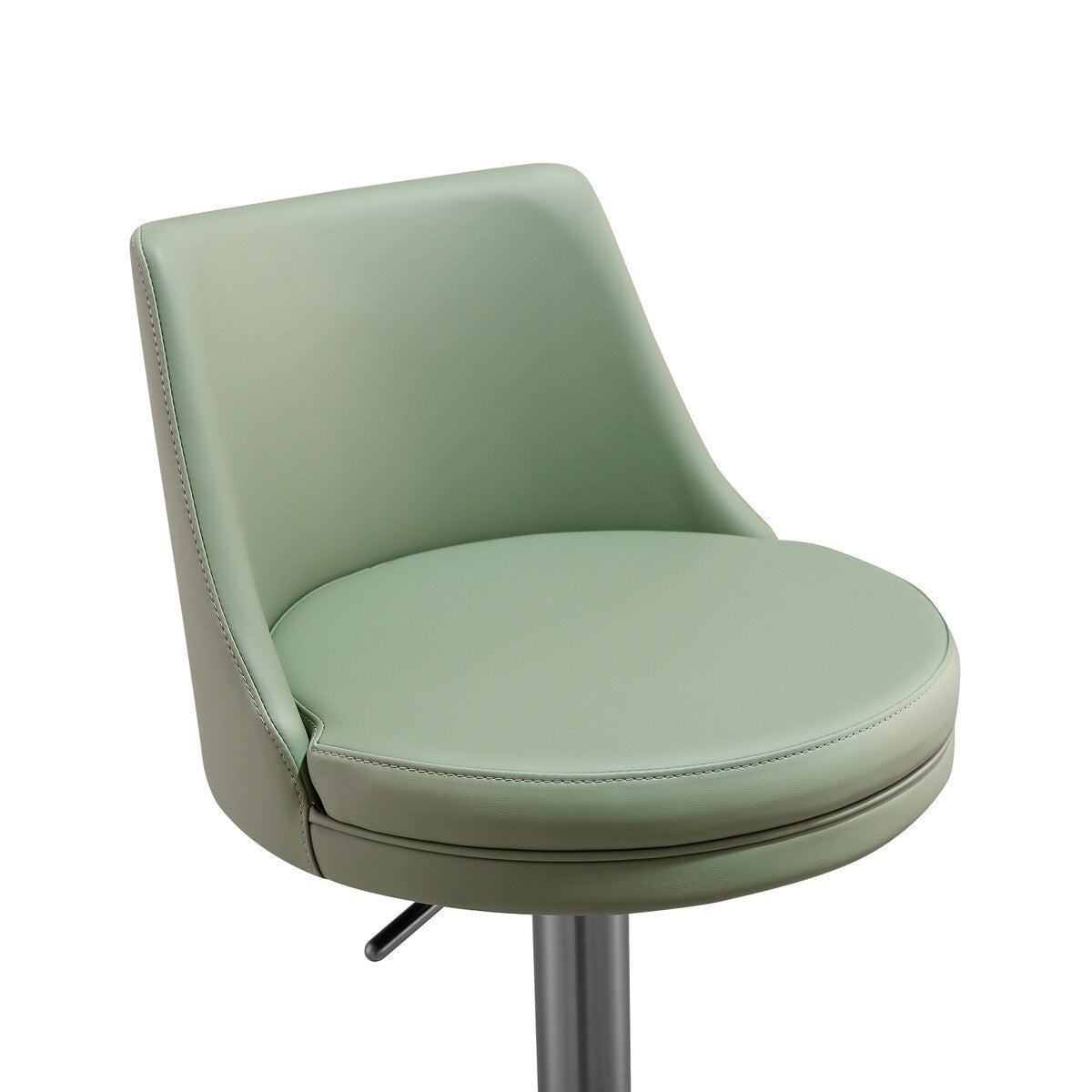 Reagan Sea Foam Green Performance Vegan Leather and Silver Adjustable Stool