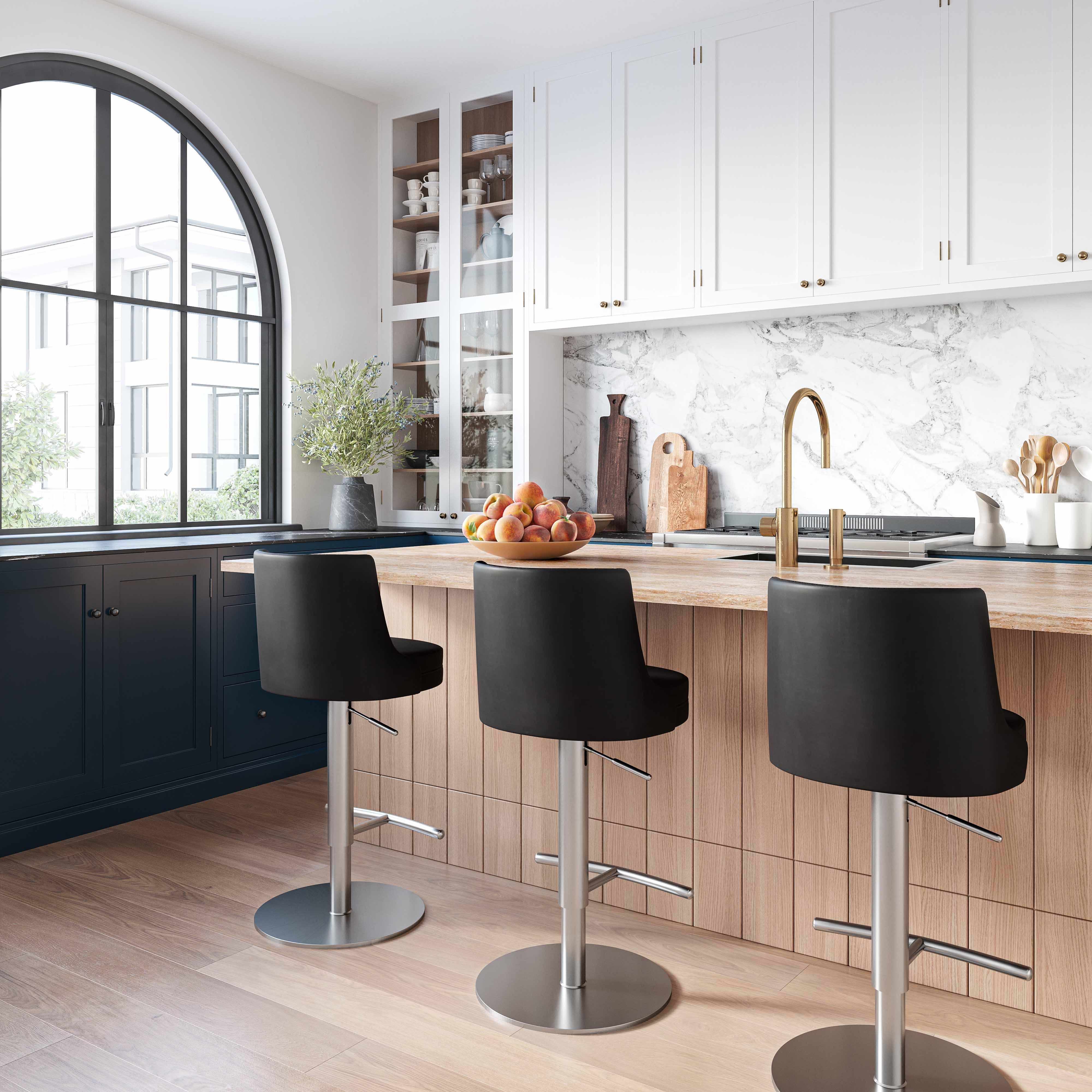 Tabouret réglable en cuir végétalien et argent Reagan Sea Foam Green Performance