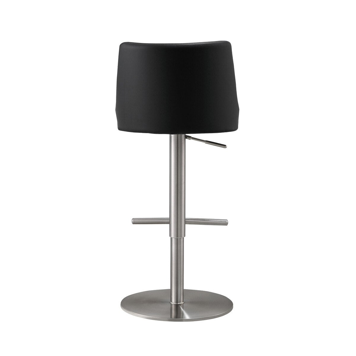 Reagan Black Performance Vegan Leather and Silver Adjustable Stool