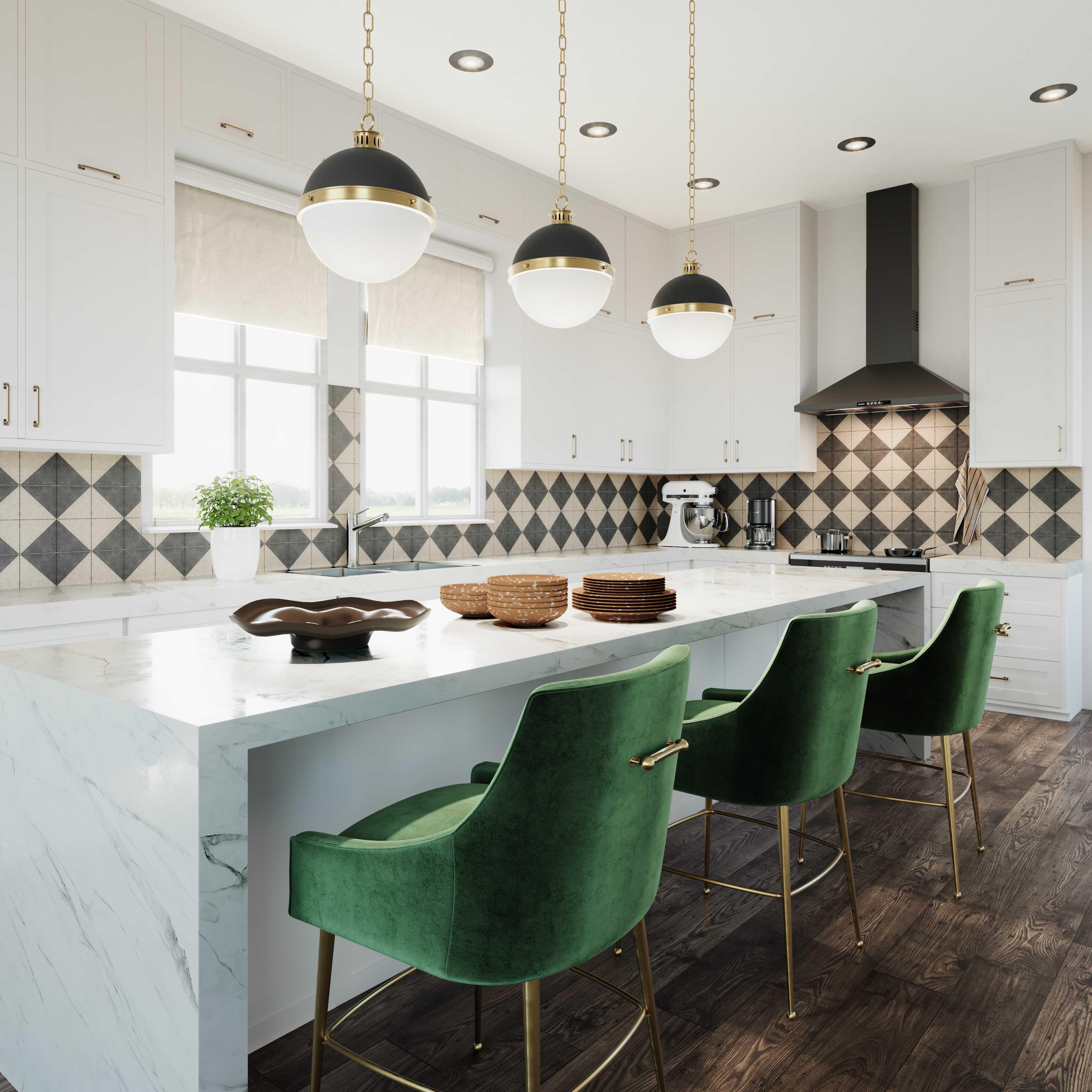 Tabouret de bar Beatrix en velours vert