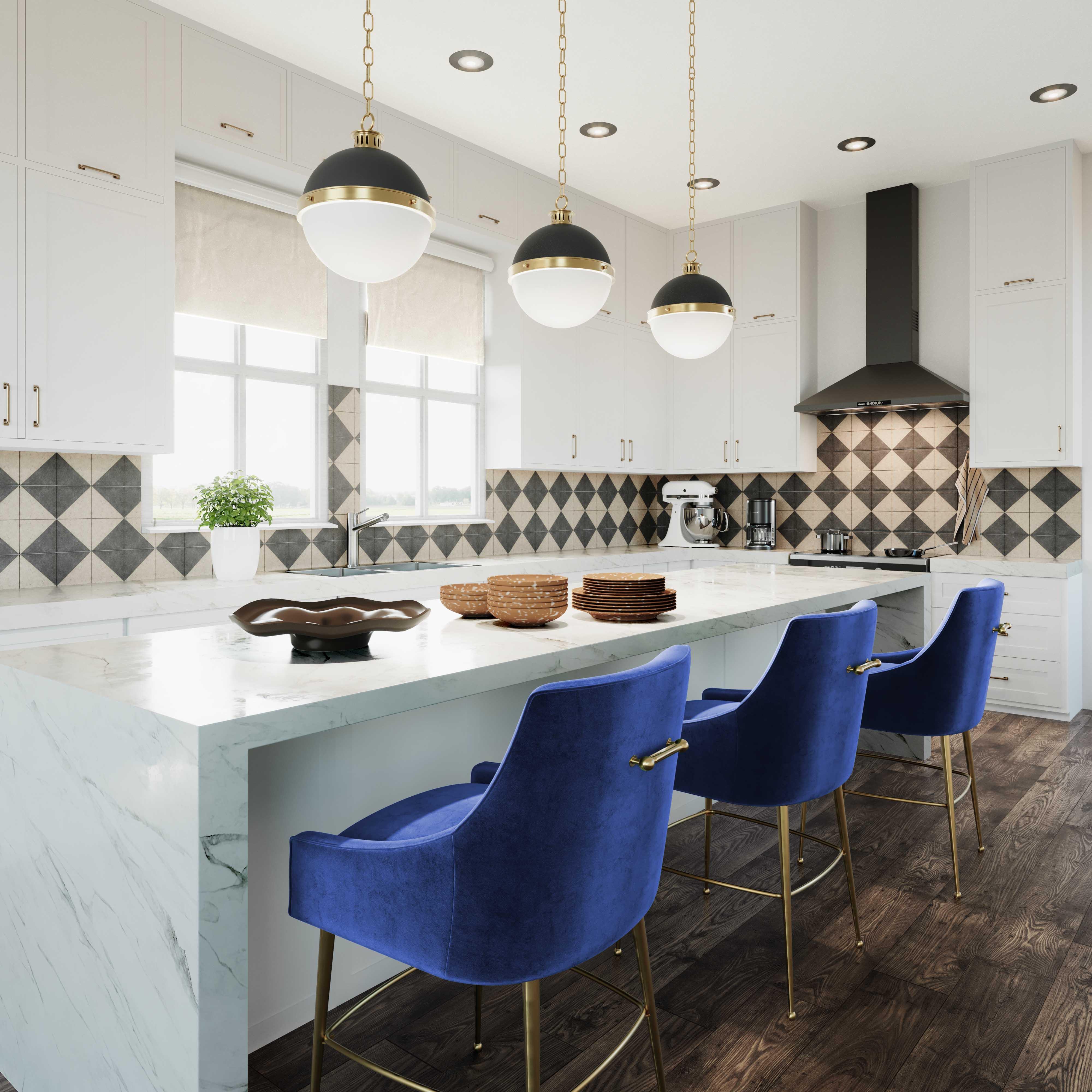 Tabouret de bar Beatrix en velours vert