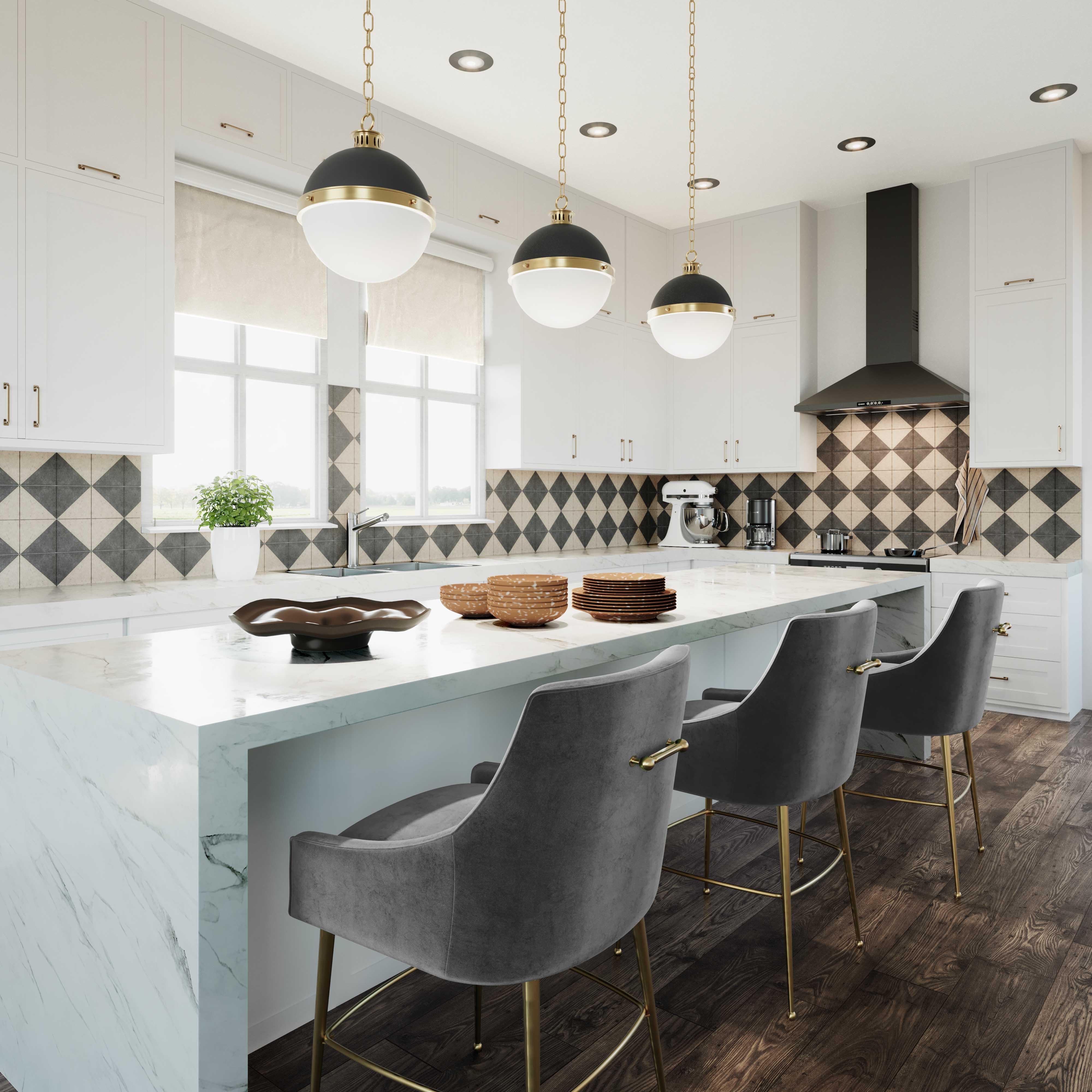 Tabouret de bar Beatrix en velours vert