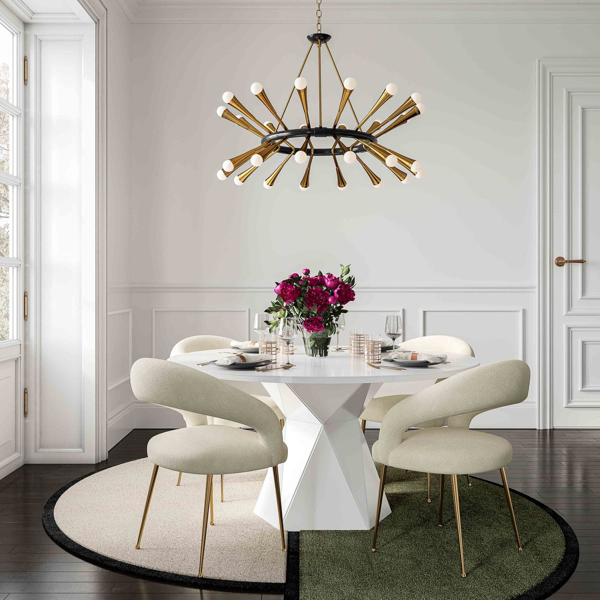 Iris White Glass Dining Table