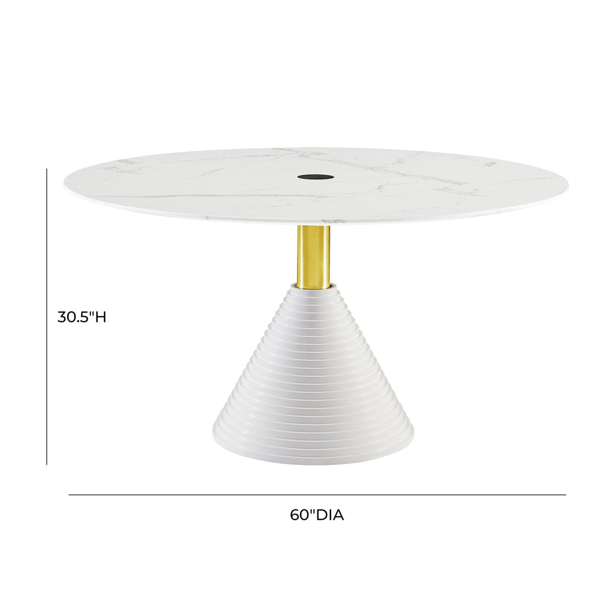 Piper White 60" Round Dining Table