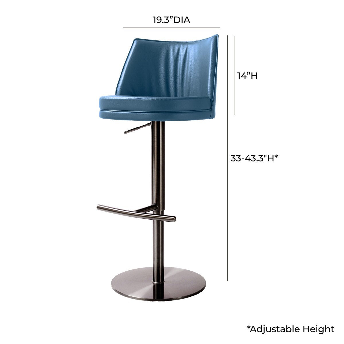 Gala Blue Performance Vegan Leather on Adjustable Stool