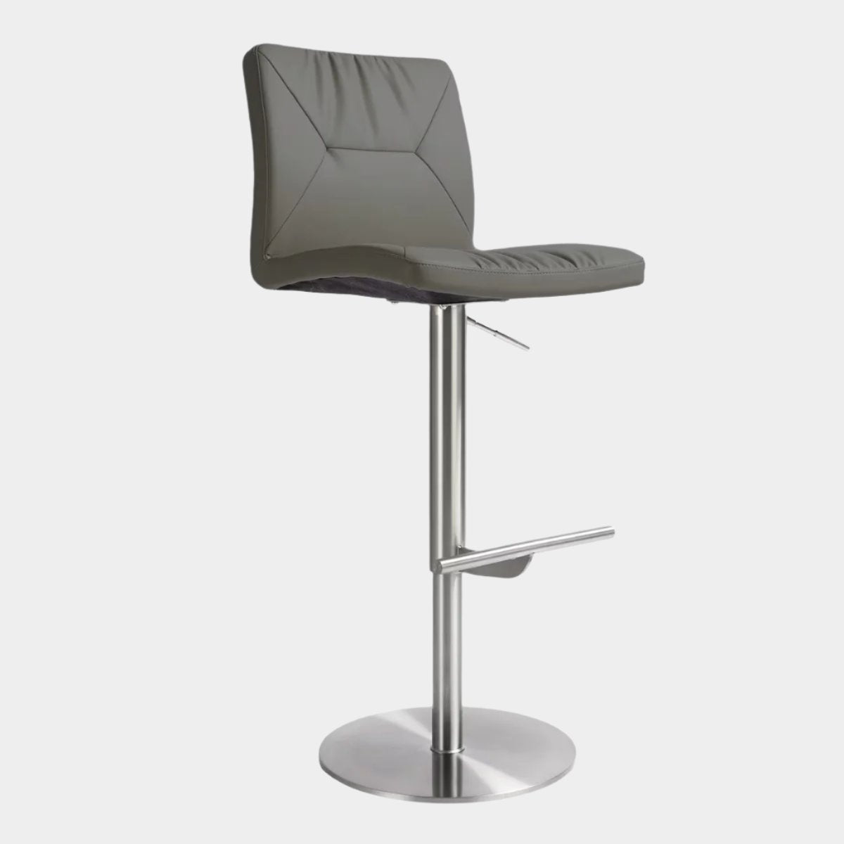 Paddy Dark Grey Performance Vegan Leather on Silver Adjustable Stool