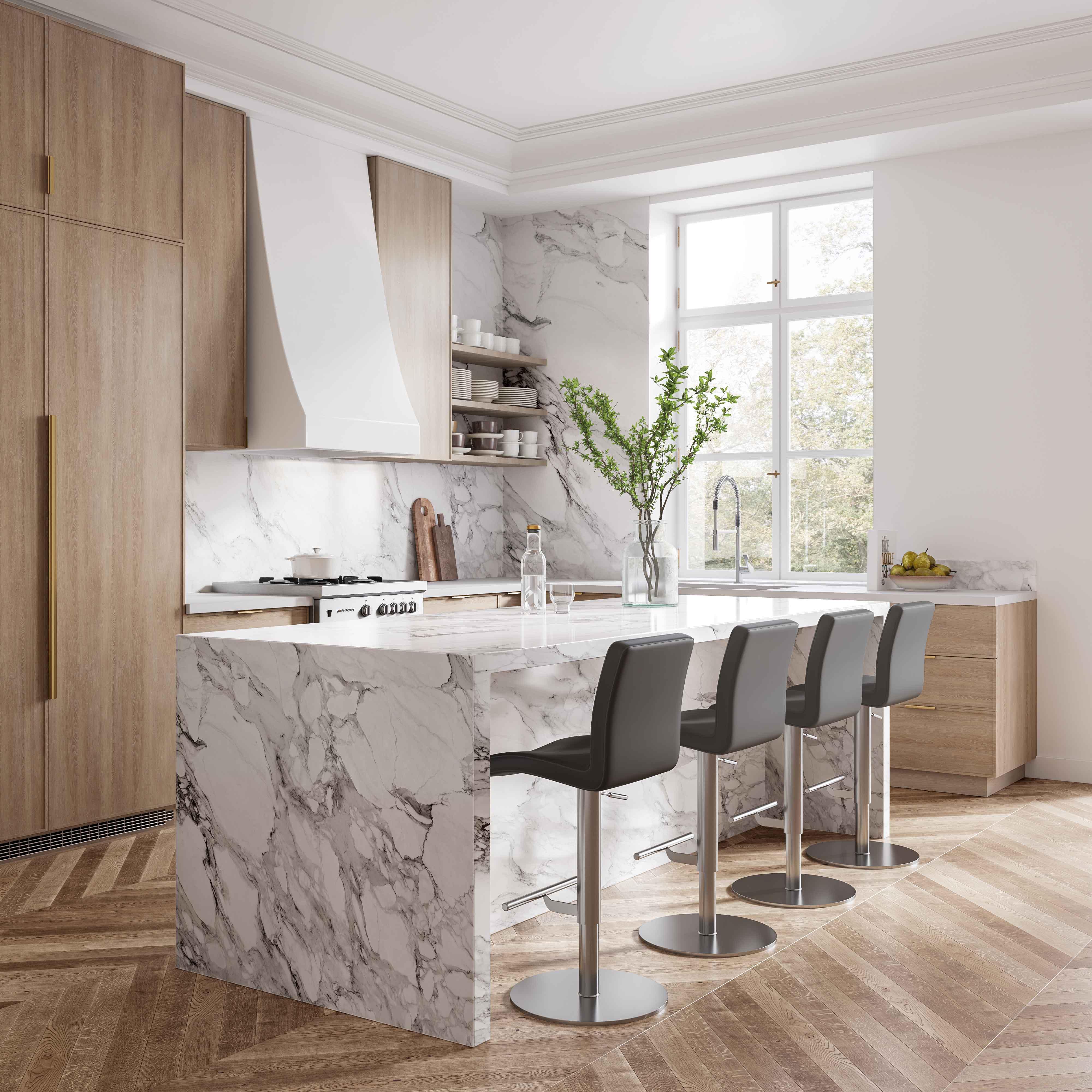 Tabouret réglable en cuir végétalien Paddy Black Performance sur argent