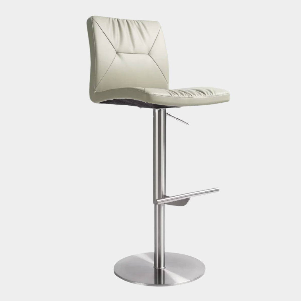 Paddy Light Grey Performance Vegan Leather on Silver Adjustable Stool