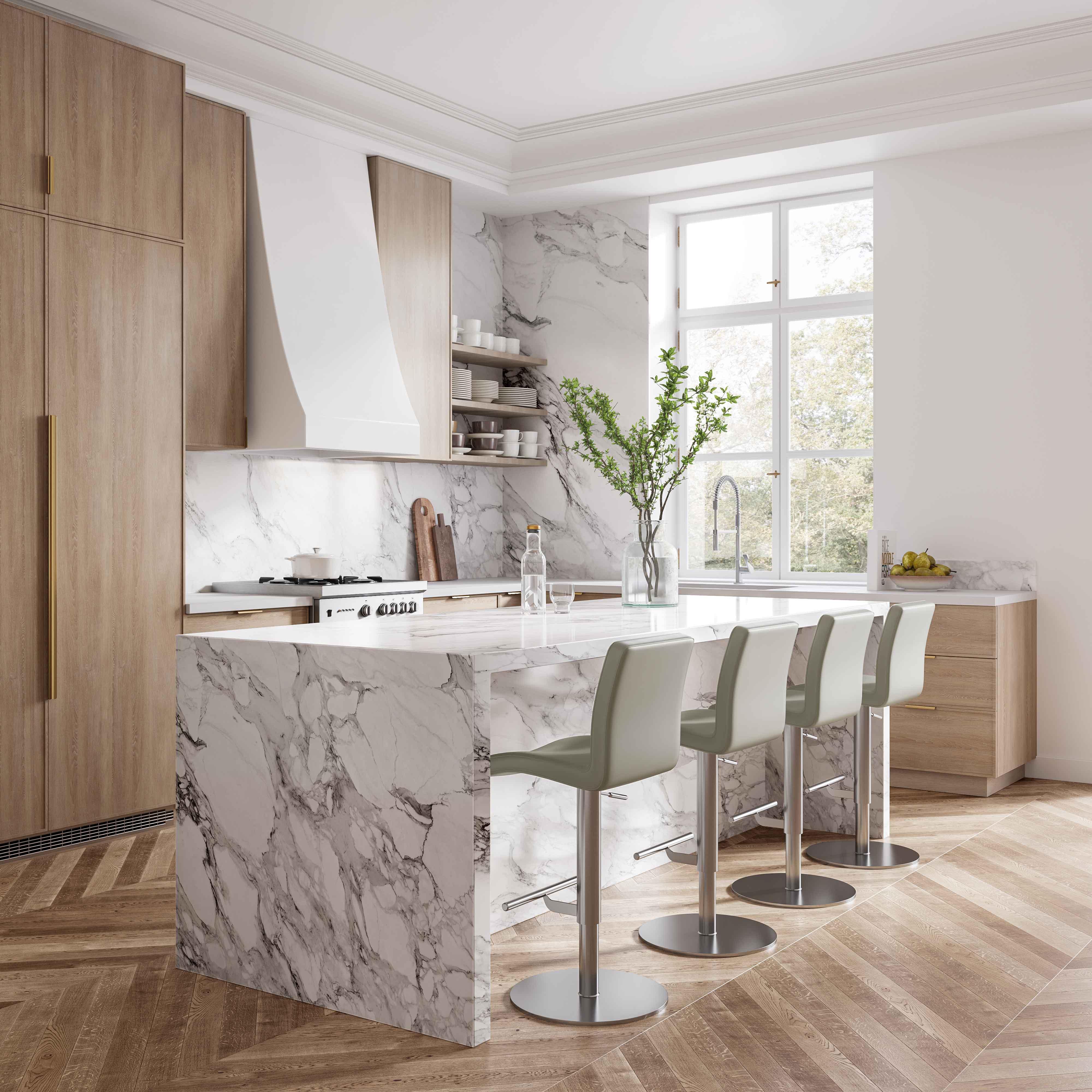 Tabouret réglable en cuir végétalien Paddy Black Performance sur argent