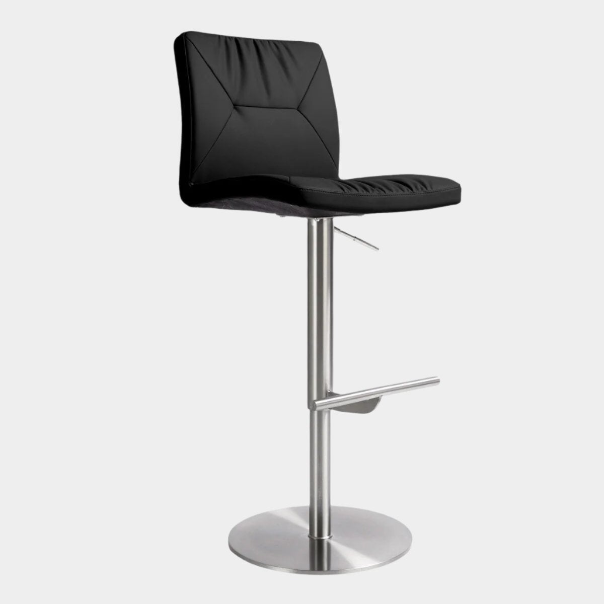 Paddy Black Performance Vegan Leather on Silver Adjustable Stool