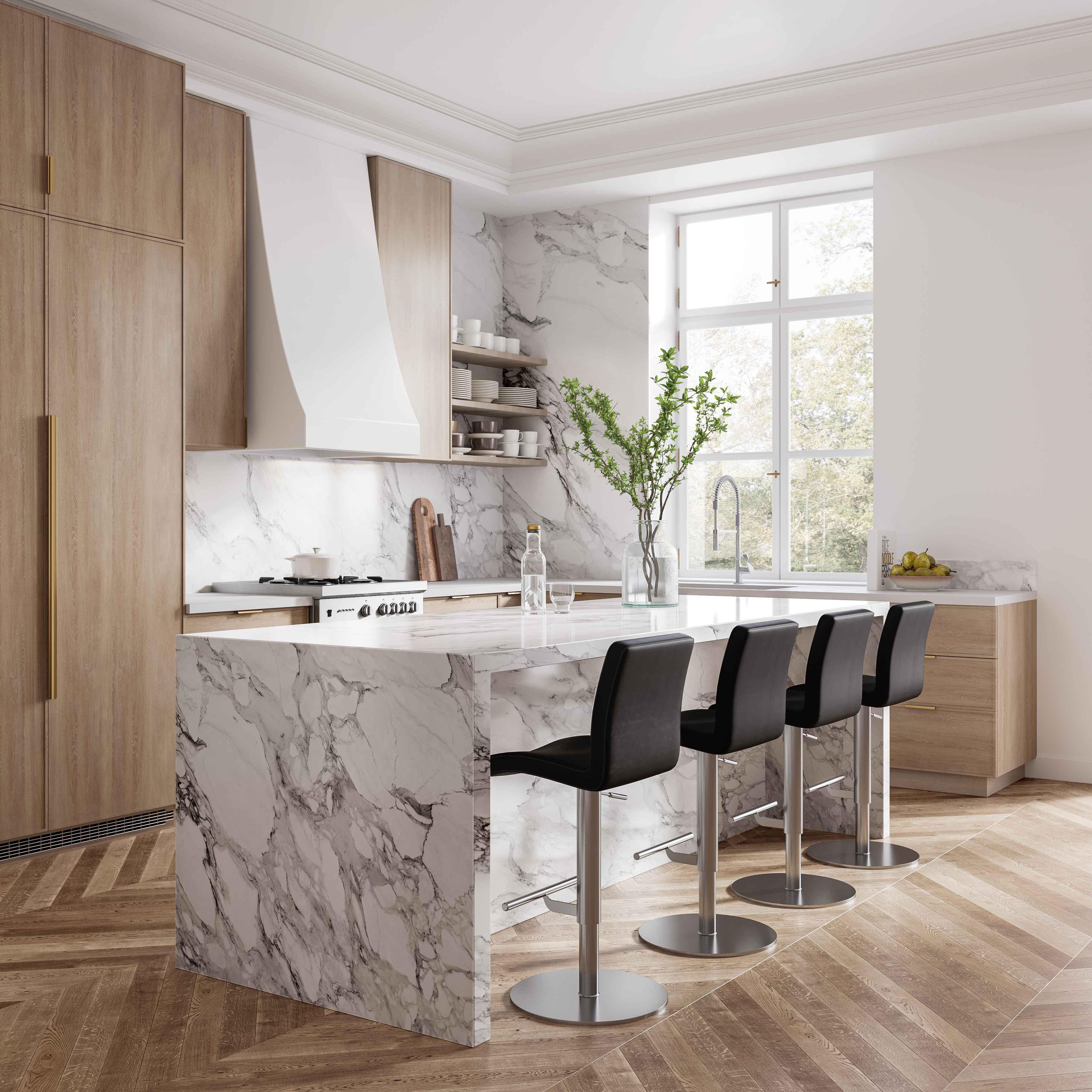 Tabouret réglable en cuir végétalien Paddy Black Performance sur argent