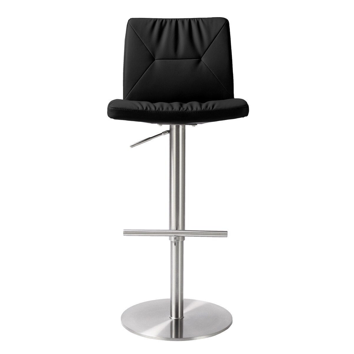 Paddy Black Performance Vegan Leather on Silver Adjustable Stool