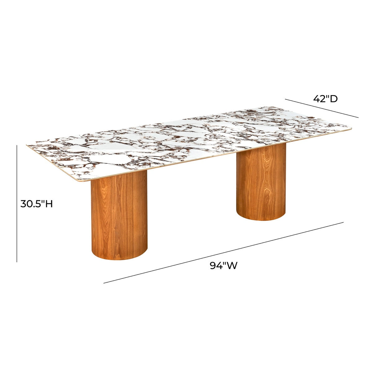 Tamara Marble Ceramic 94" Rectangular Dining Table