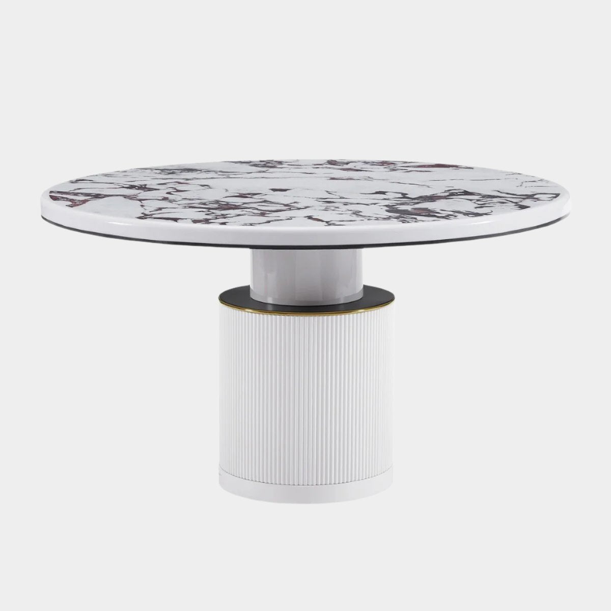 Vanessa White Marble Lacquer 53" Round Dining Table