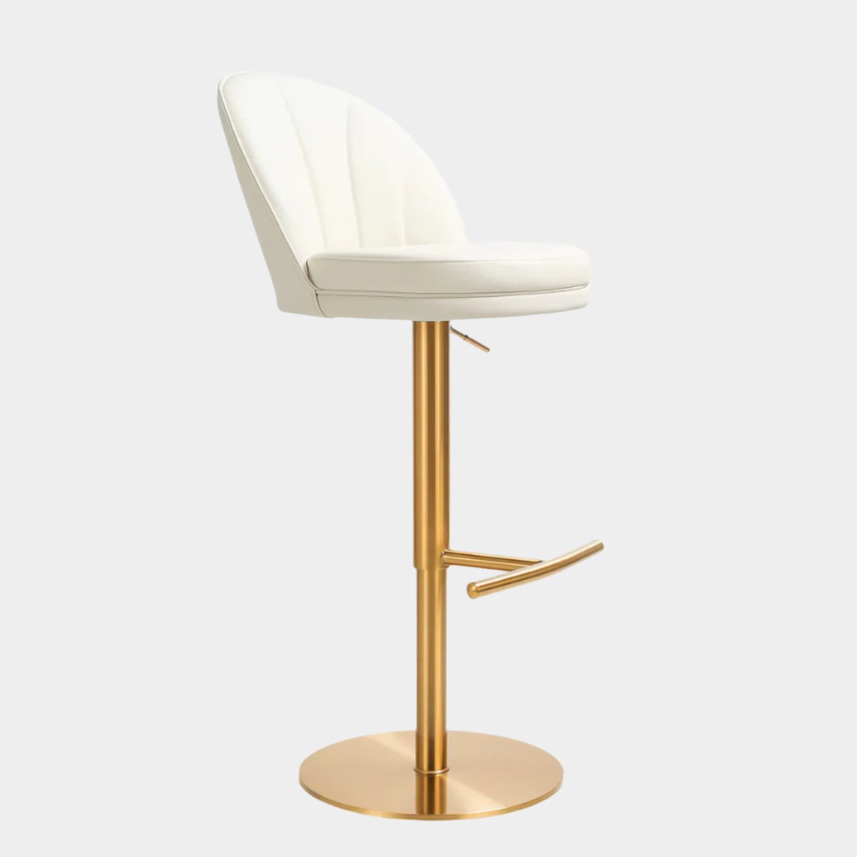 Tabouret pivotant réglable Venus Cream Performance en cuir végétalien et doré