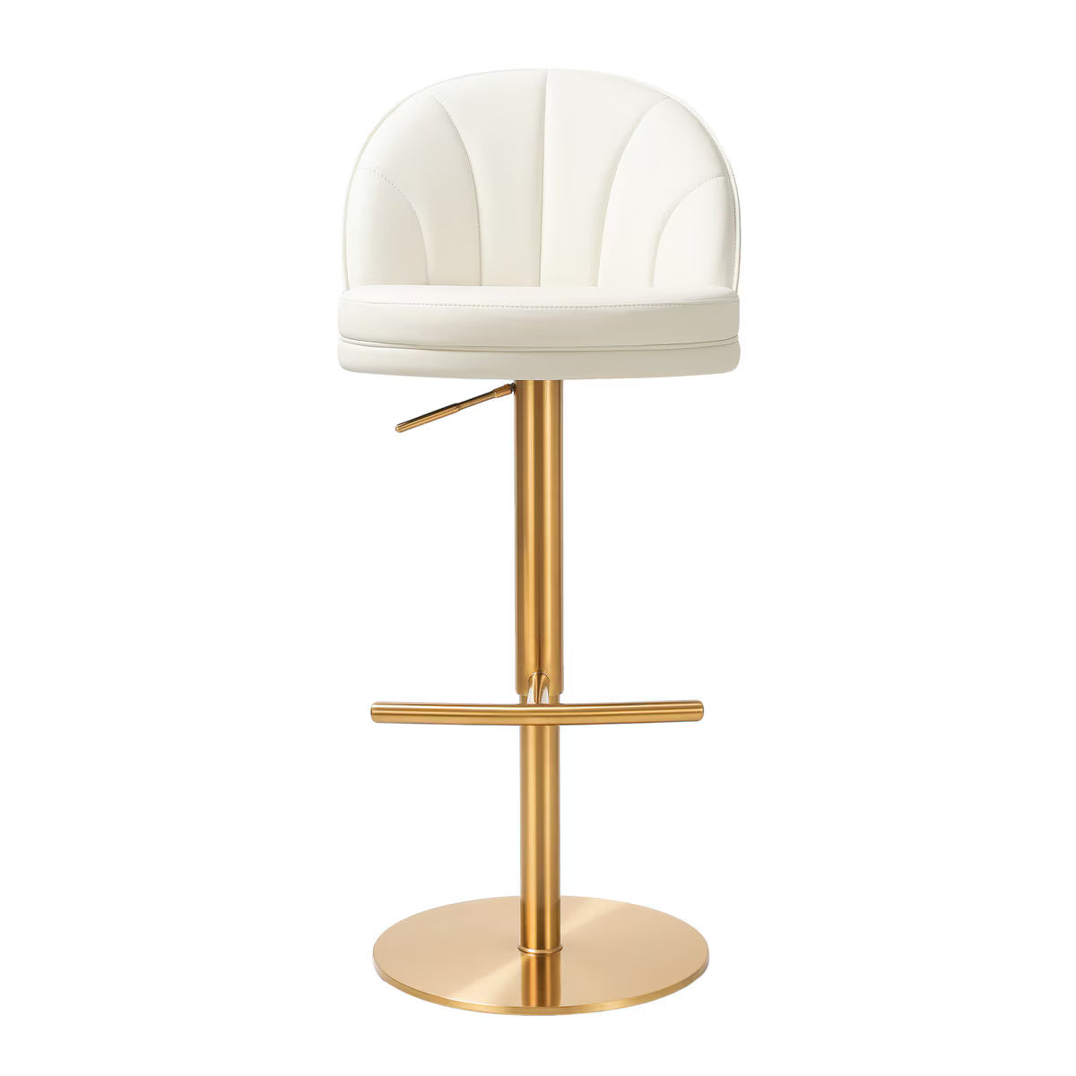 Venus Cream Performance Vegan Leather and Gold Adjustable Swivel Stool