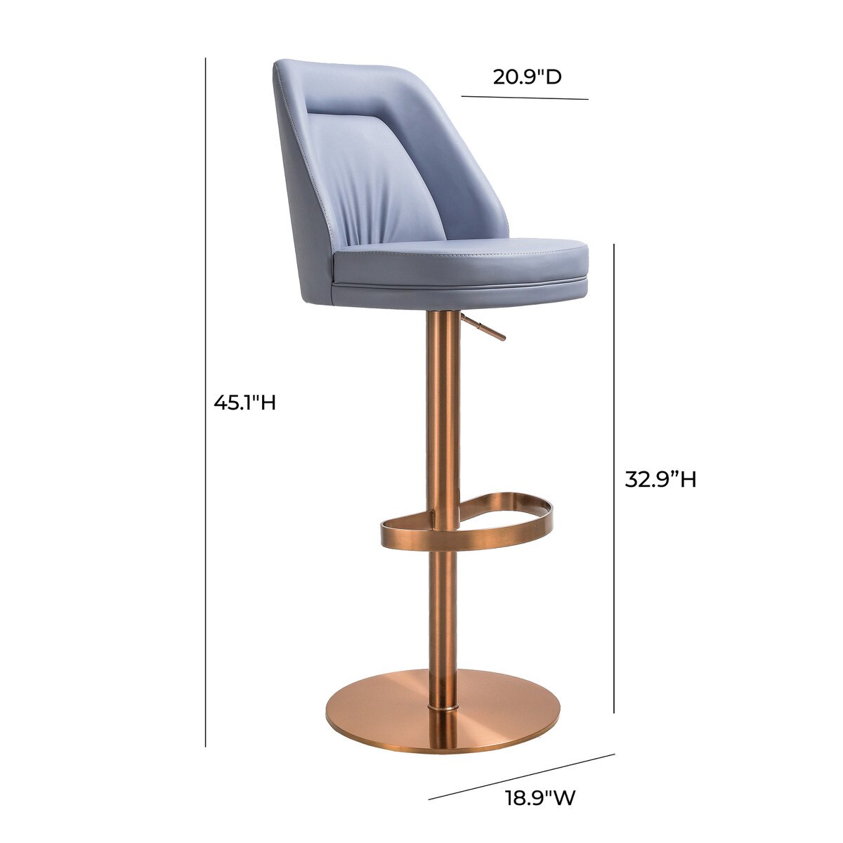 Maven Lavender Mist Performance Vegan Leather and Rose Gold Adjustable Swivel Stool