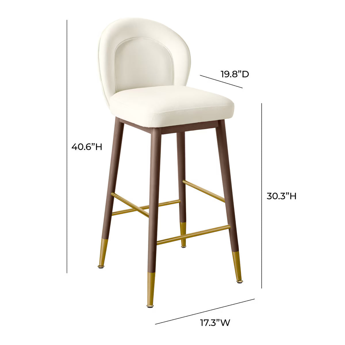 Hailey Cream Velvet Barstool