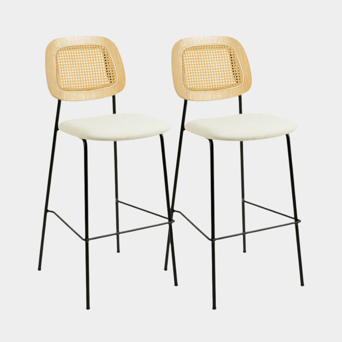 Anais Natural Rattan Counter Stool - Set of 2