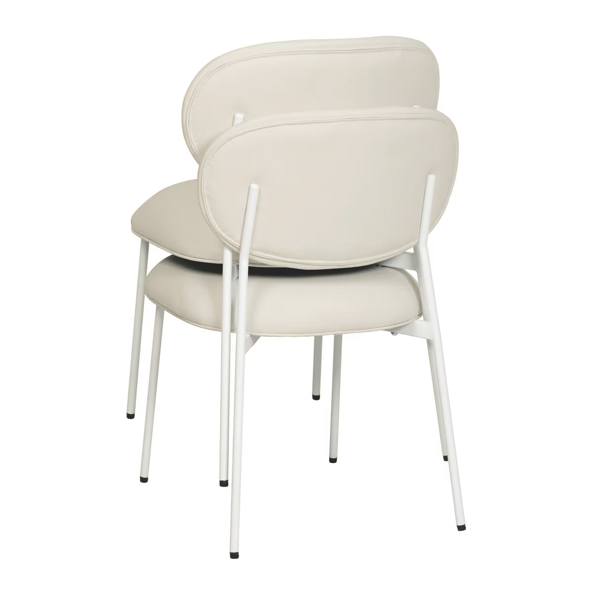 McKenzie Cream Performance Vegan Leather Stackable Dining Chair with Cream Legs - Set of 2