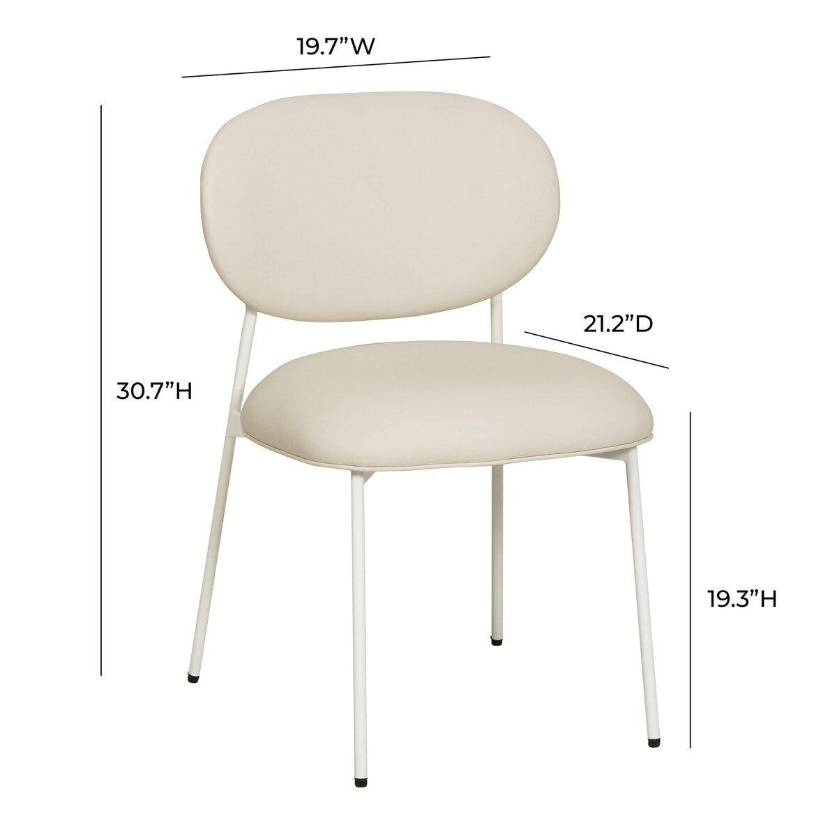 McKenzie Cream Performance Vegan Leather Stackable Dining Chair with Cream Legs - Set of 2