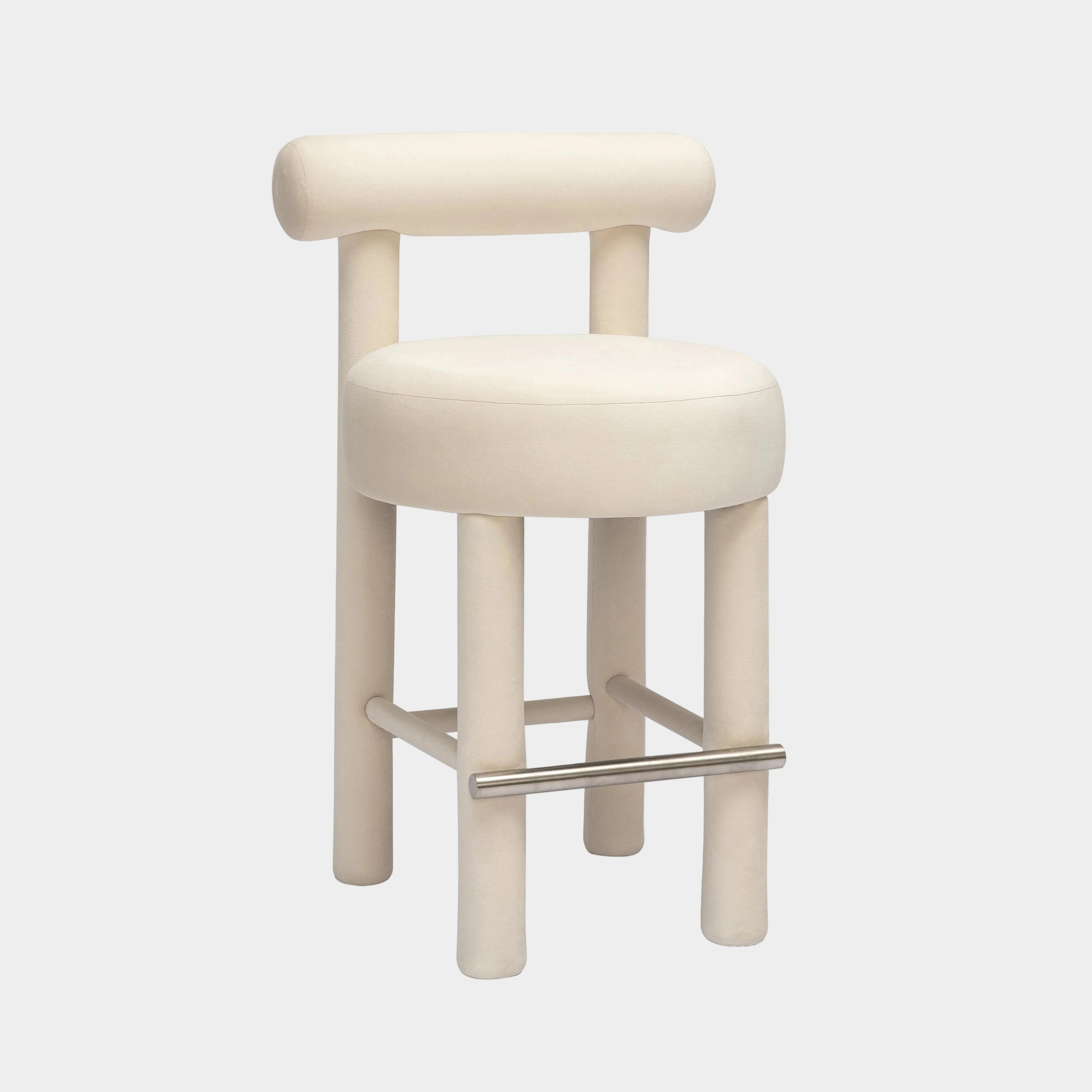 Tabouret de bar en velours crème Carmel