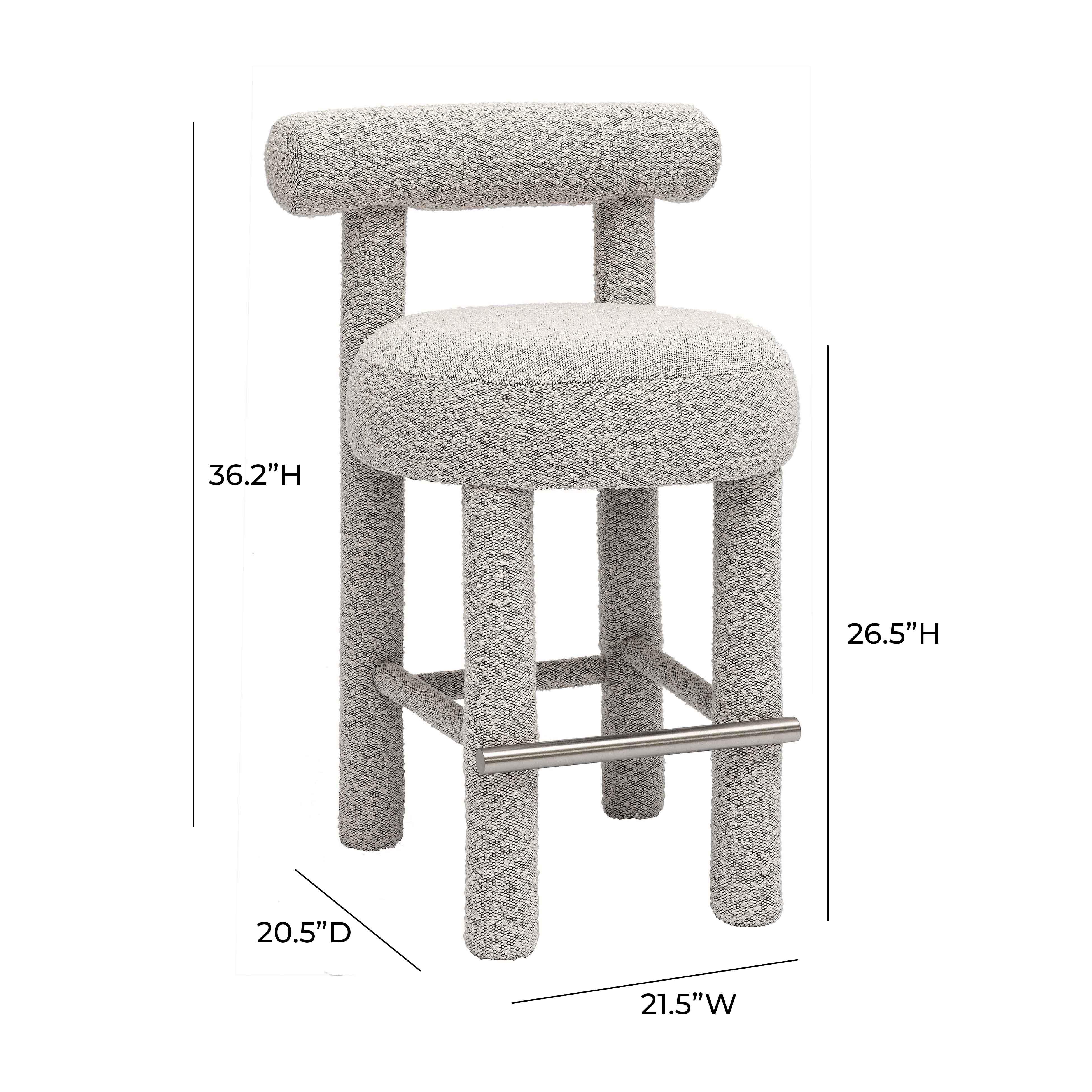 Carmel Black & White Performance Boucle Counter Stool