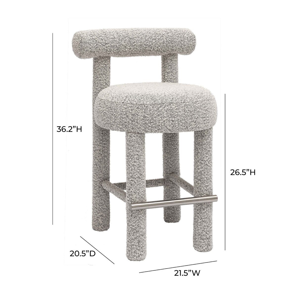 Carmel Black & White Performance Boucle Counter Stool