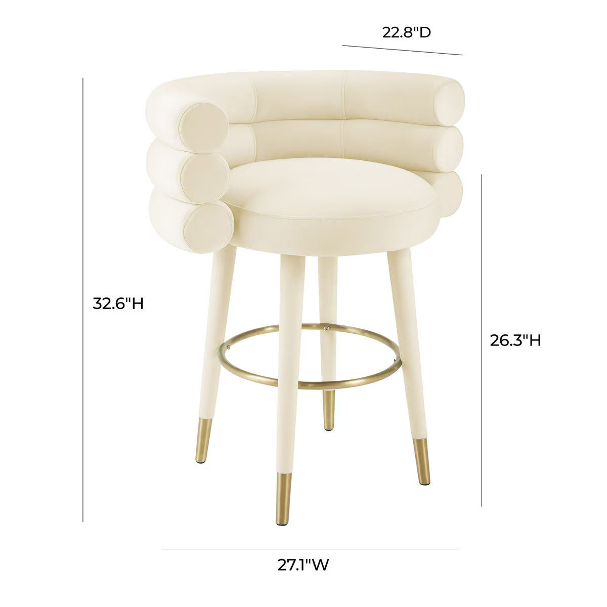 Betty Cream Velvet Counter Stool