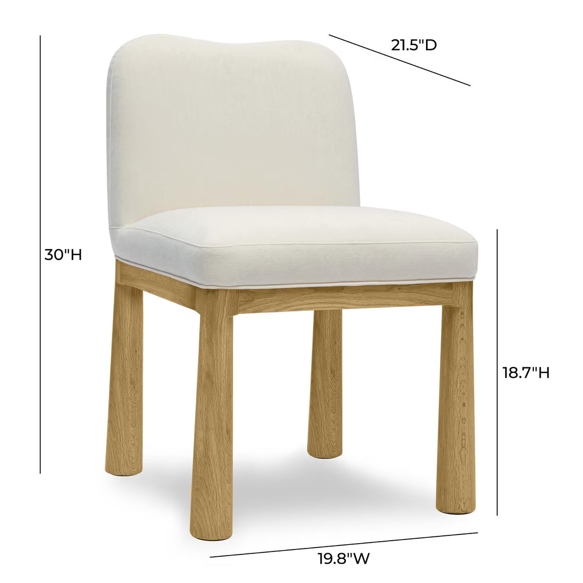 Tiara Cream Velvet Oak Dining Chair