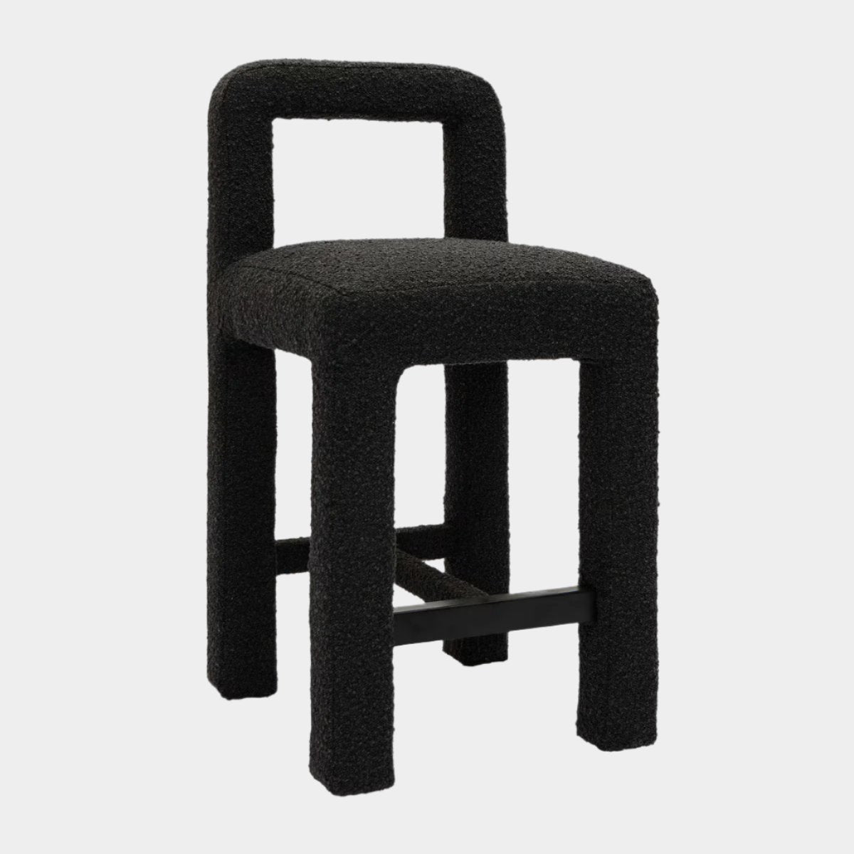 Hazel Black Boucle Counter Stool