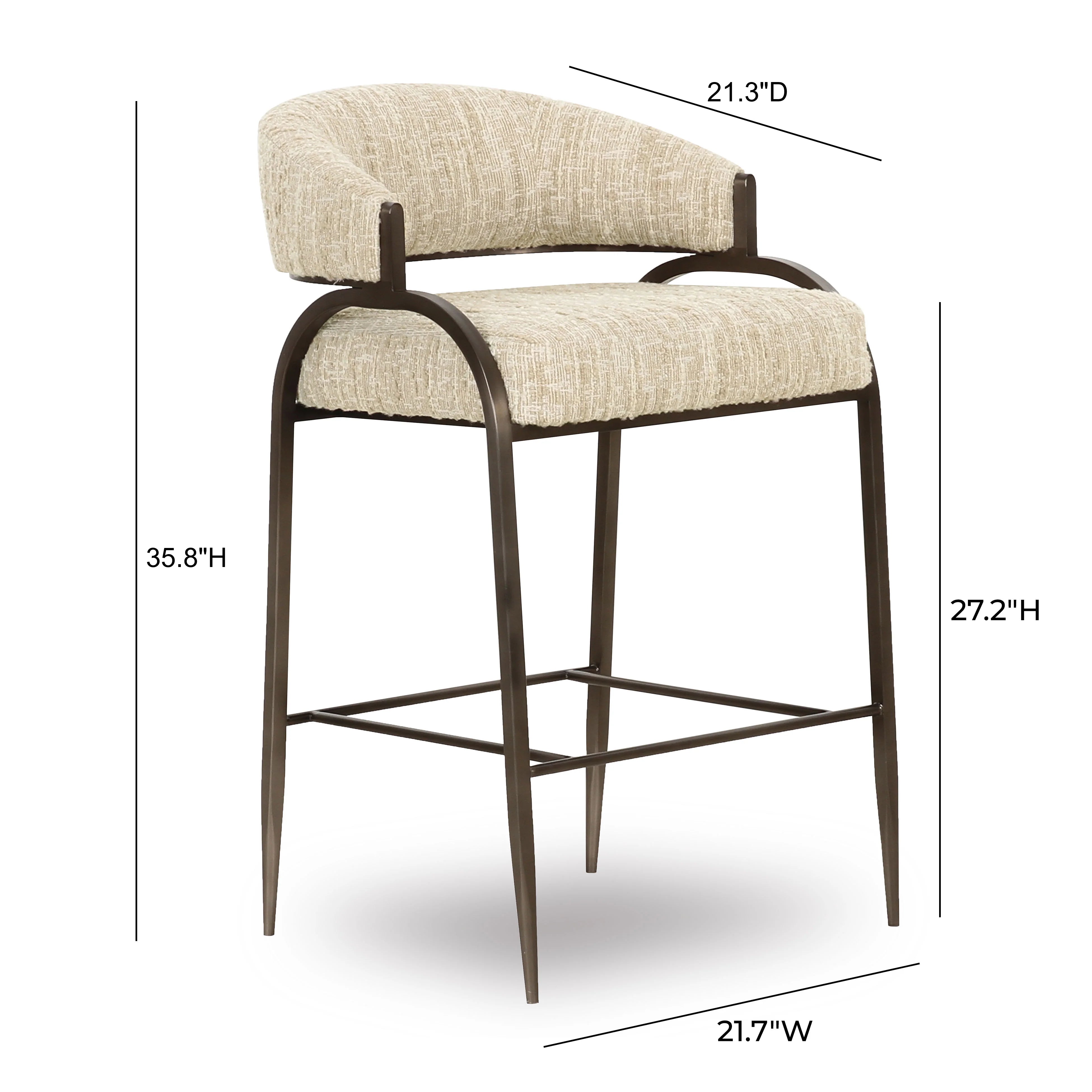 Tabouret de bar Performance Boucle texturé crème Tatum