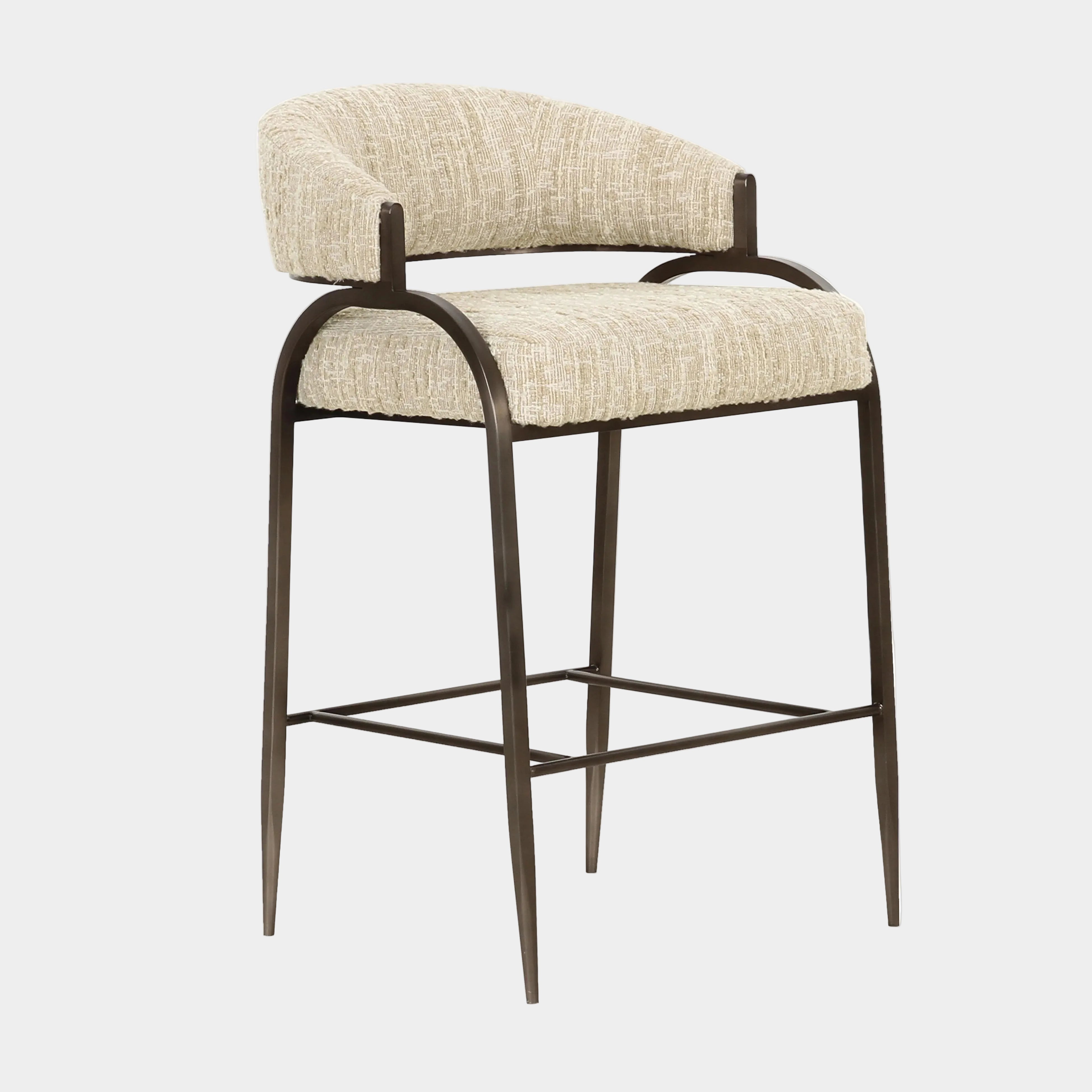 Tabouret de bar Performance Boucle texturé crème Tatum