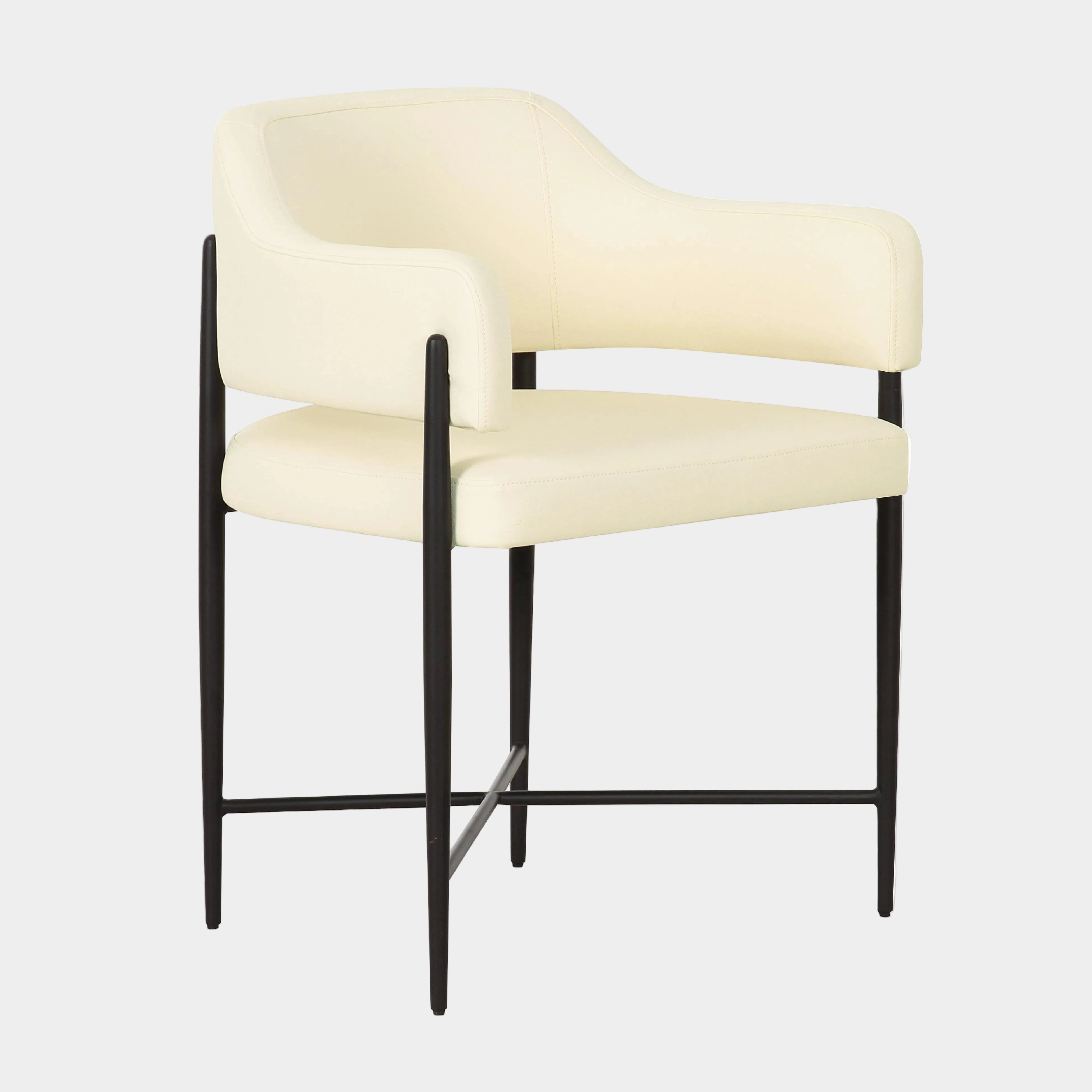 Chaise de salle à manger en cuir vegan crème Sezanne