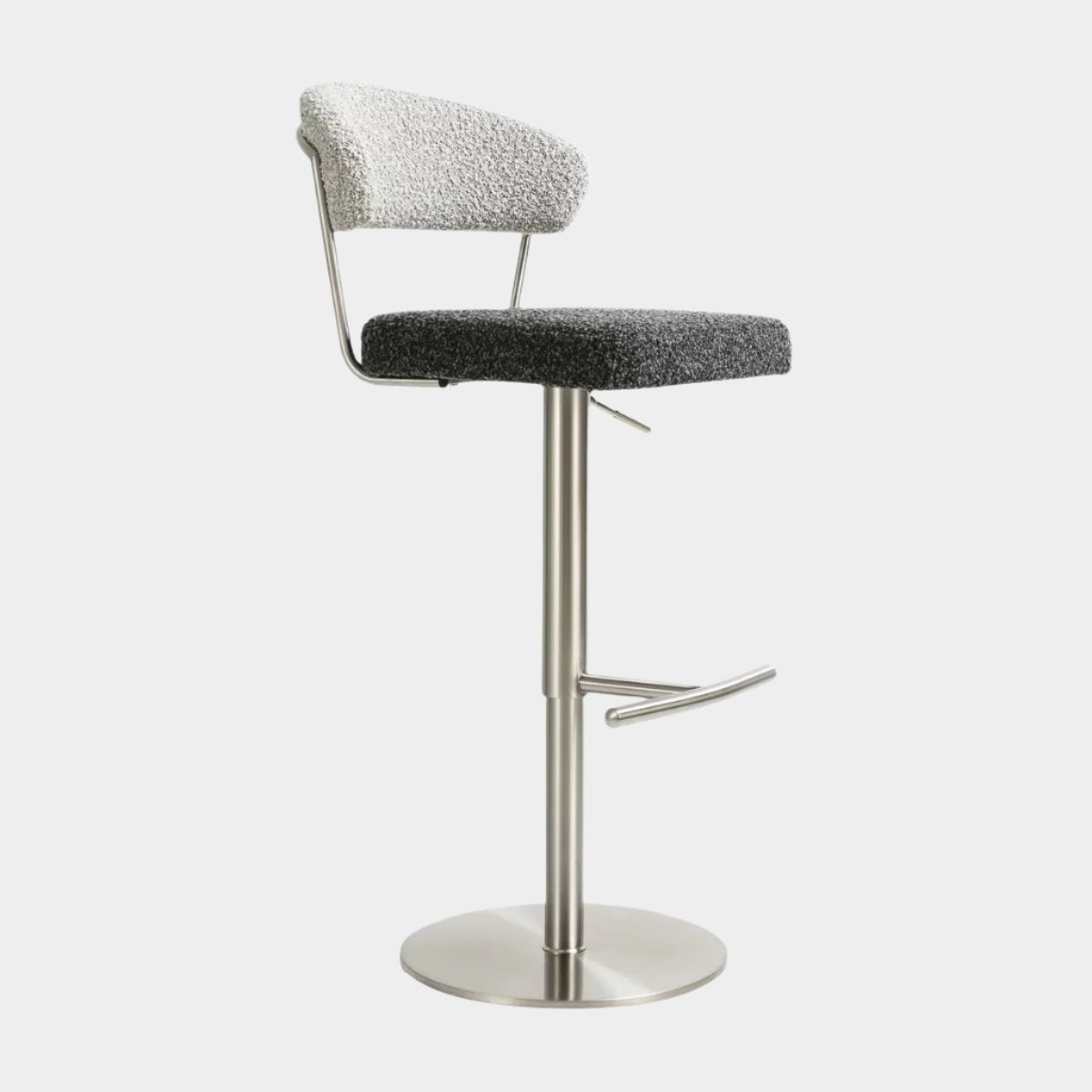 Cosmo Black and Grey Boucle Adjustable Stool