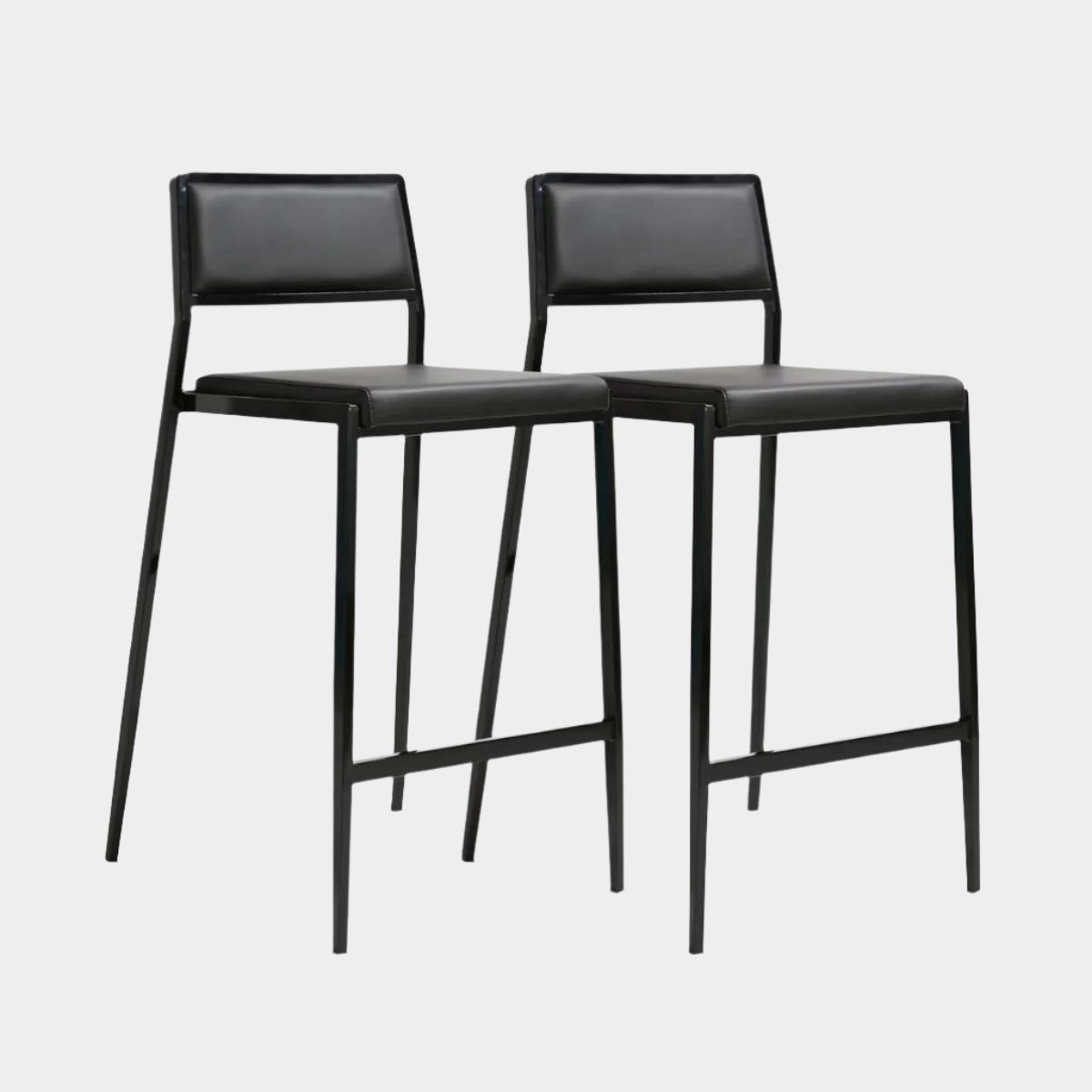 Gale Black Performance Vegan Leather Stackable Stool - Set of 2