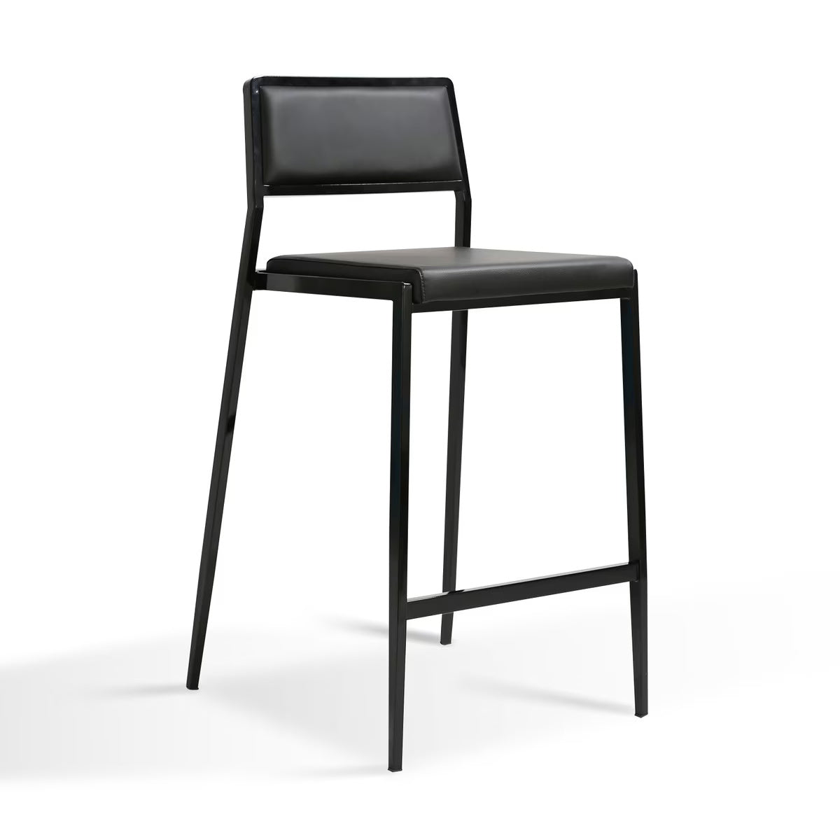 Gale Black Performance Vegan Leather Stackable Stool - Set of 2