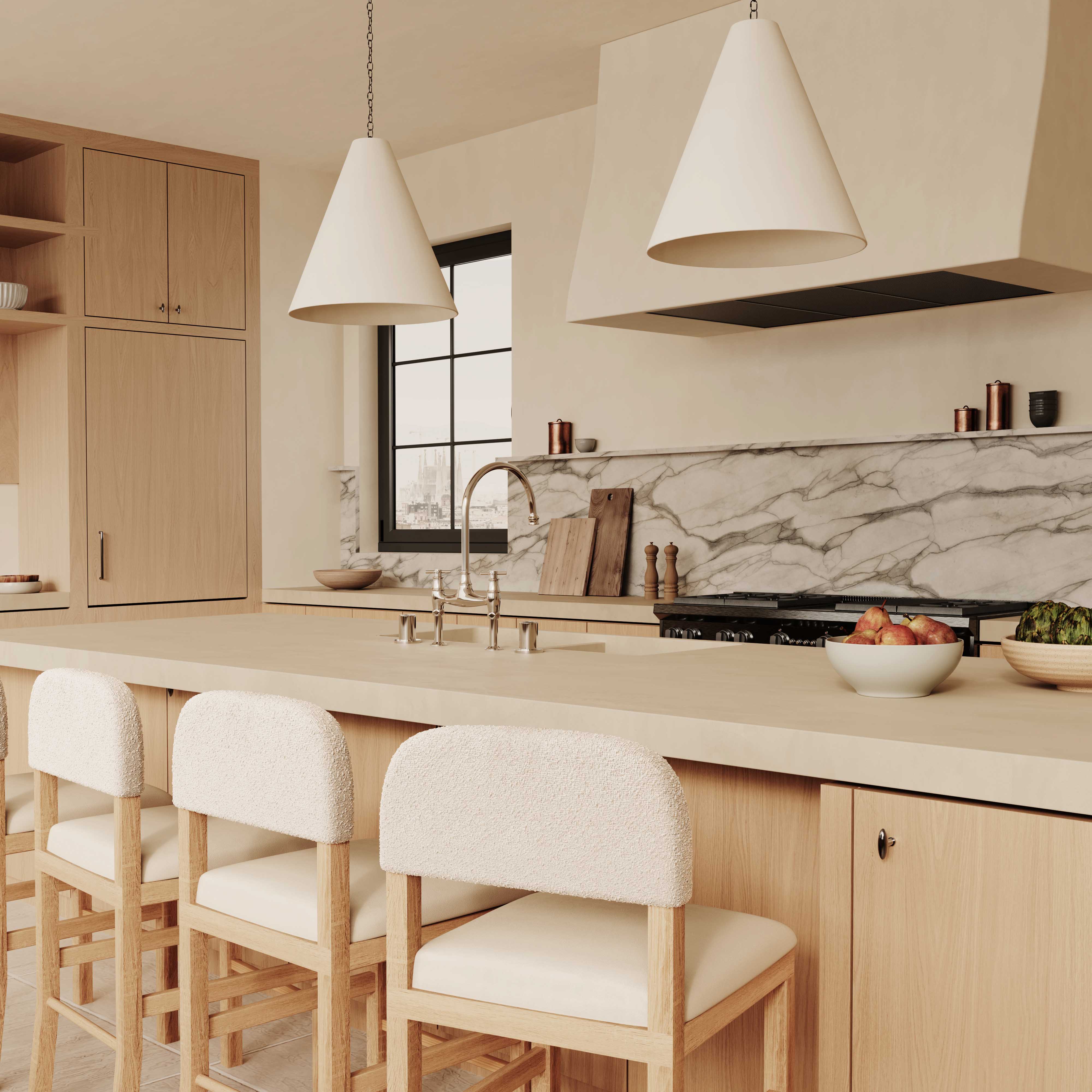 Tabouret de bar en velours Calla Cream Performance