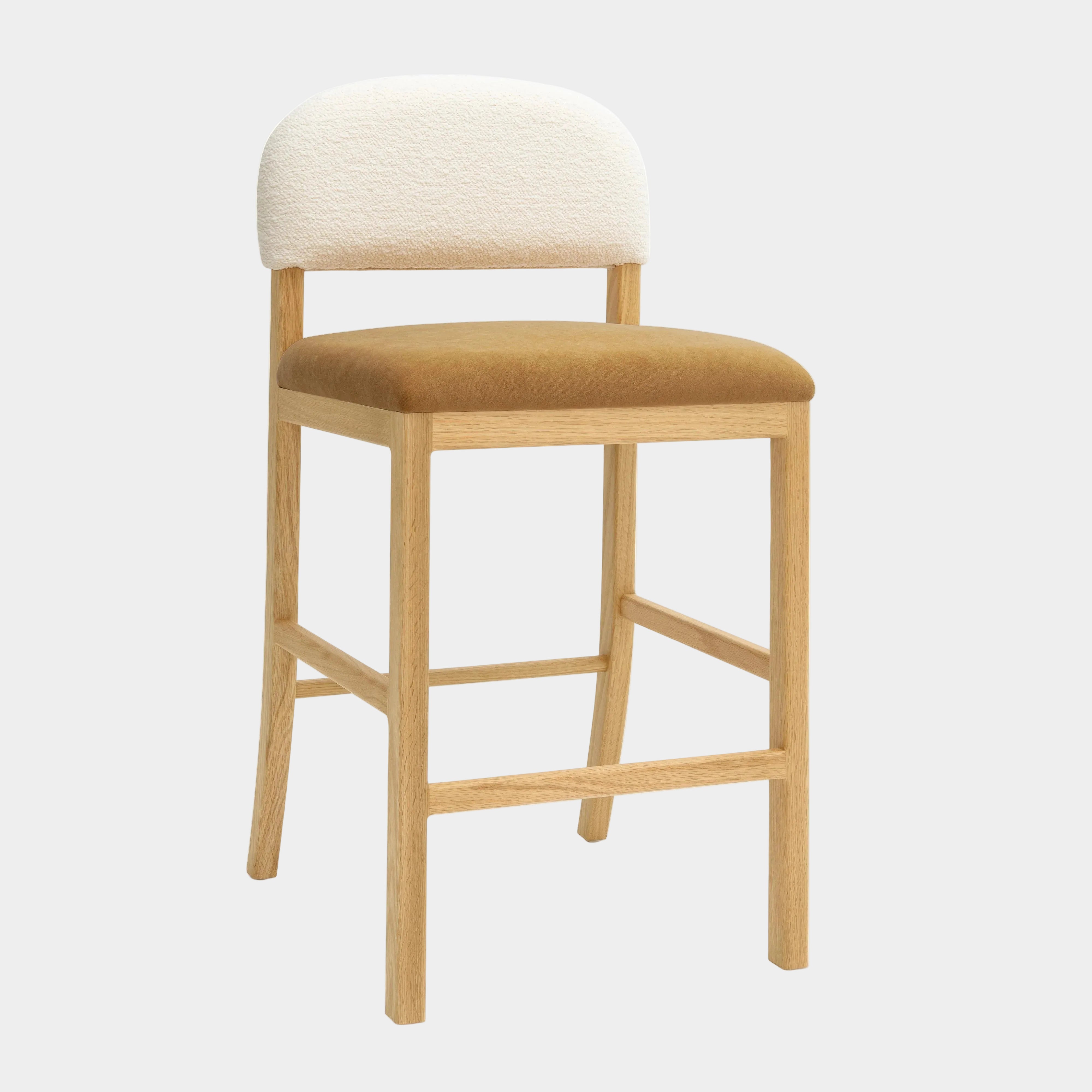 Tabouret de bar en velours Calla Cream Performance