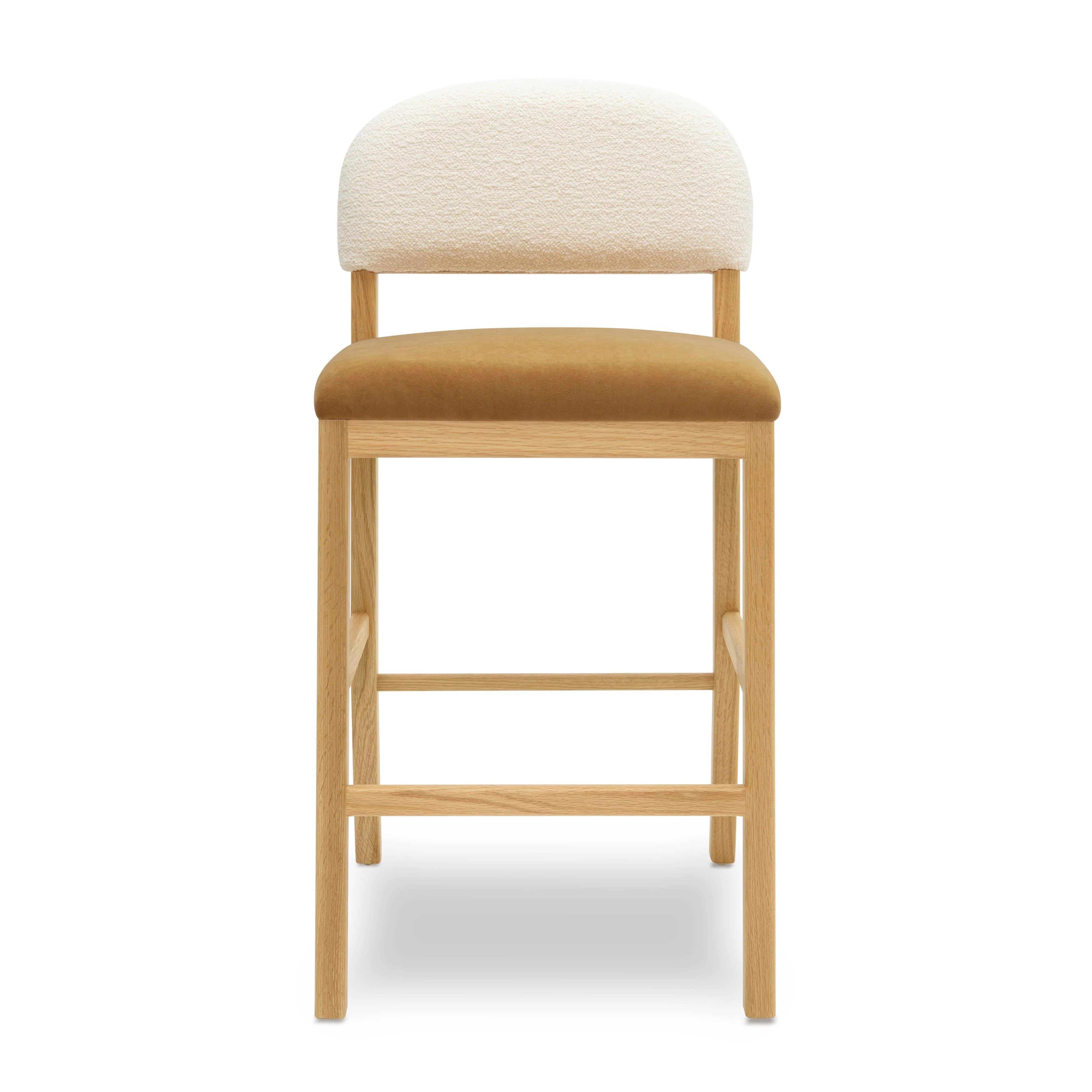 Tabouret de bar en velours Calla Cream Performance